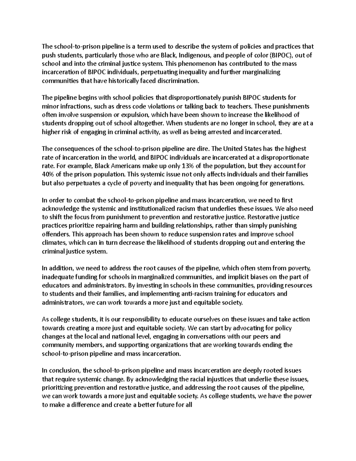 The schooltoprison pipeline is a term used to describe the system of