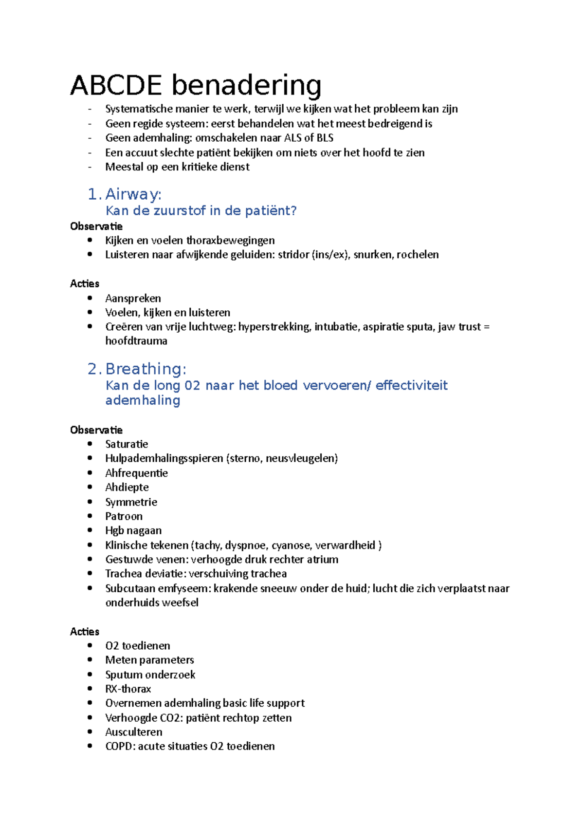 Abcde Methode - ABCDE Benadering Systematische Manier Te Werk, Terwijl ...