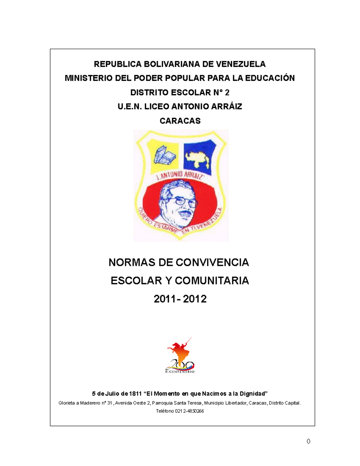 Normas de convivencia Liceo Antonio Arraiz - Historia - Studocu
