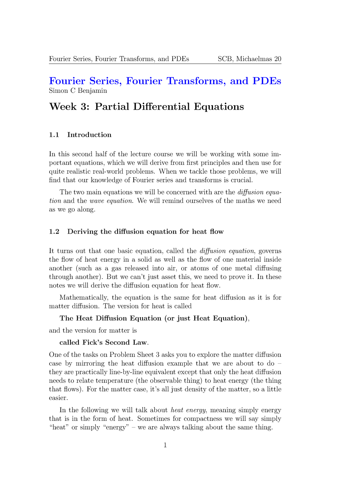 Fourier Lectures Week 3 - Fourier Series, Fourier Transforms, And PDEs ...