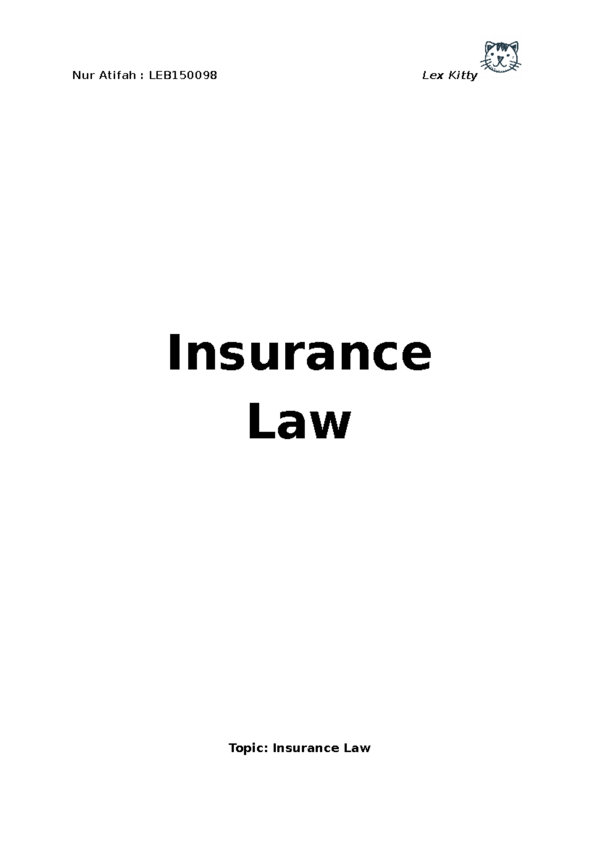 EFA Personal Insurance Notes LXEB3311 StuDocu