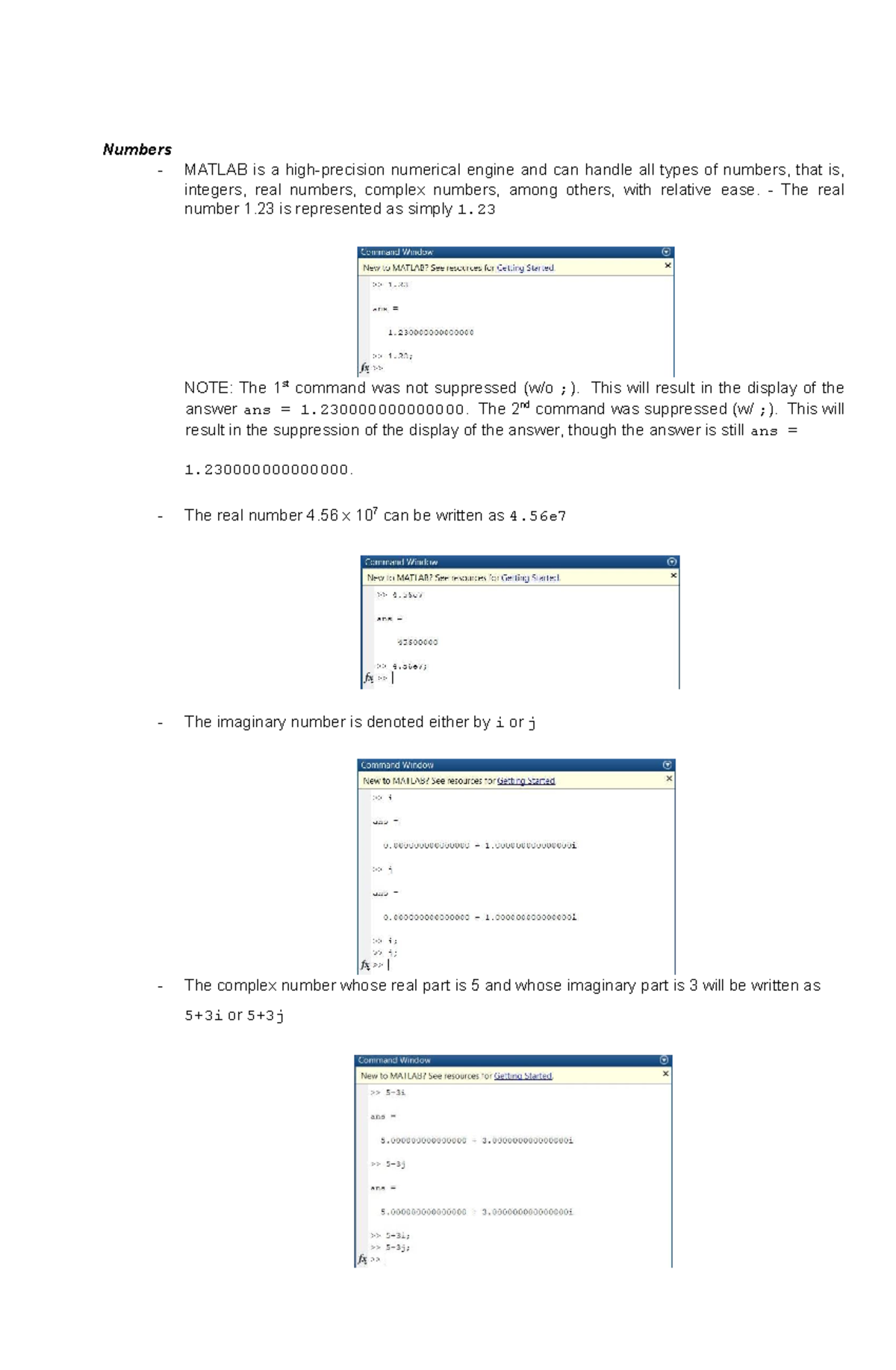 Adv. Math for Engineers - Numbers - MATLAB is a high-precision ...