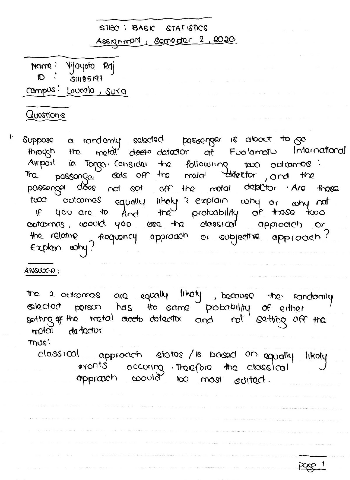 ST130 Assignment- S11185197 - Basic Statistics - Studocu