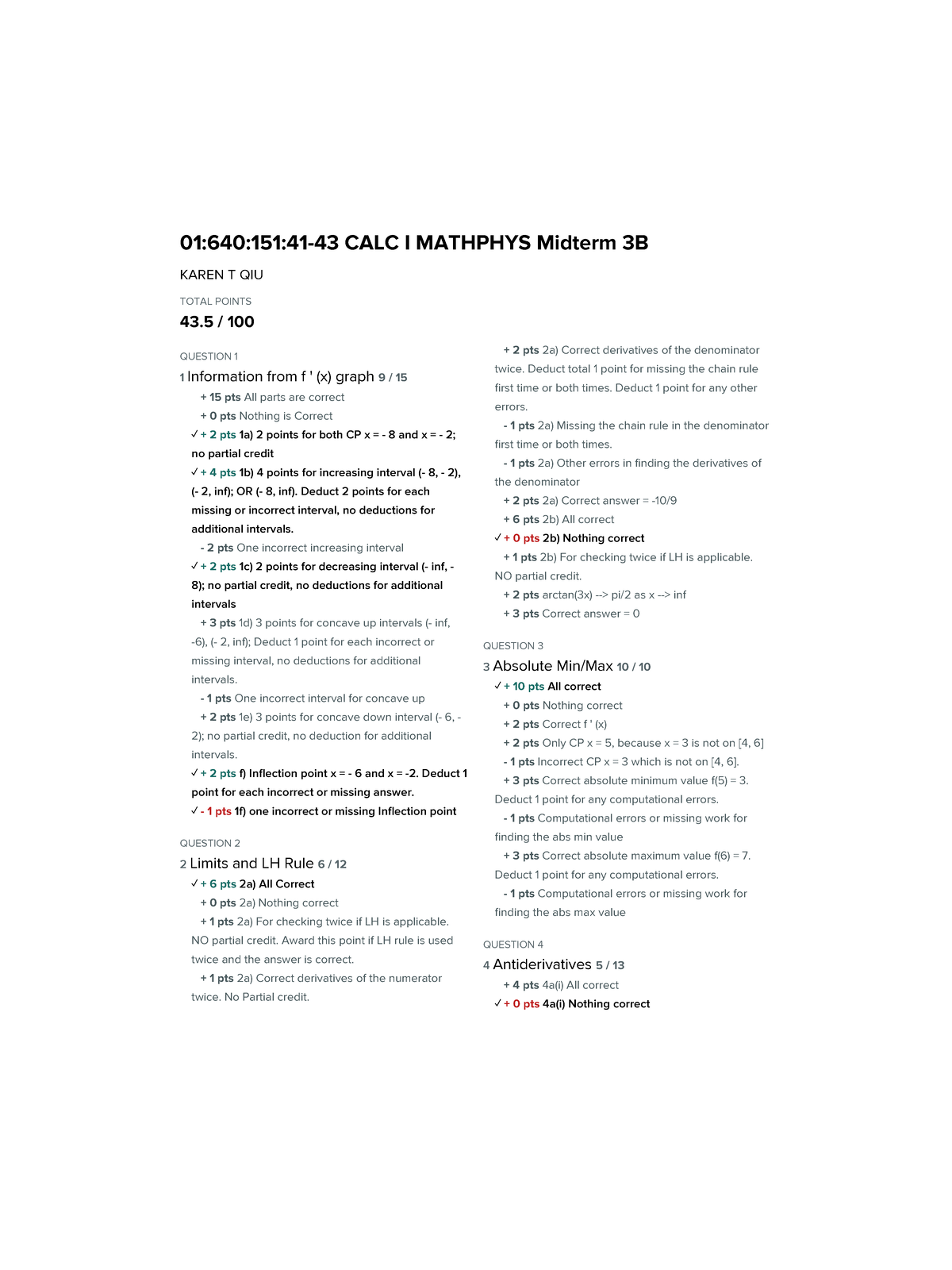 Midterm-3 Fall 2022 - 01:640:151:41-43 CALC I MATHPHYS Midterm 3B KAREN ...