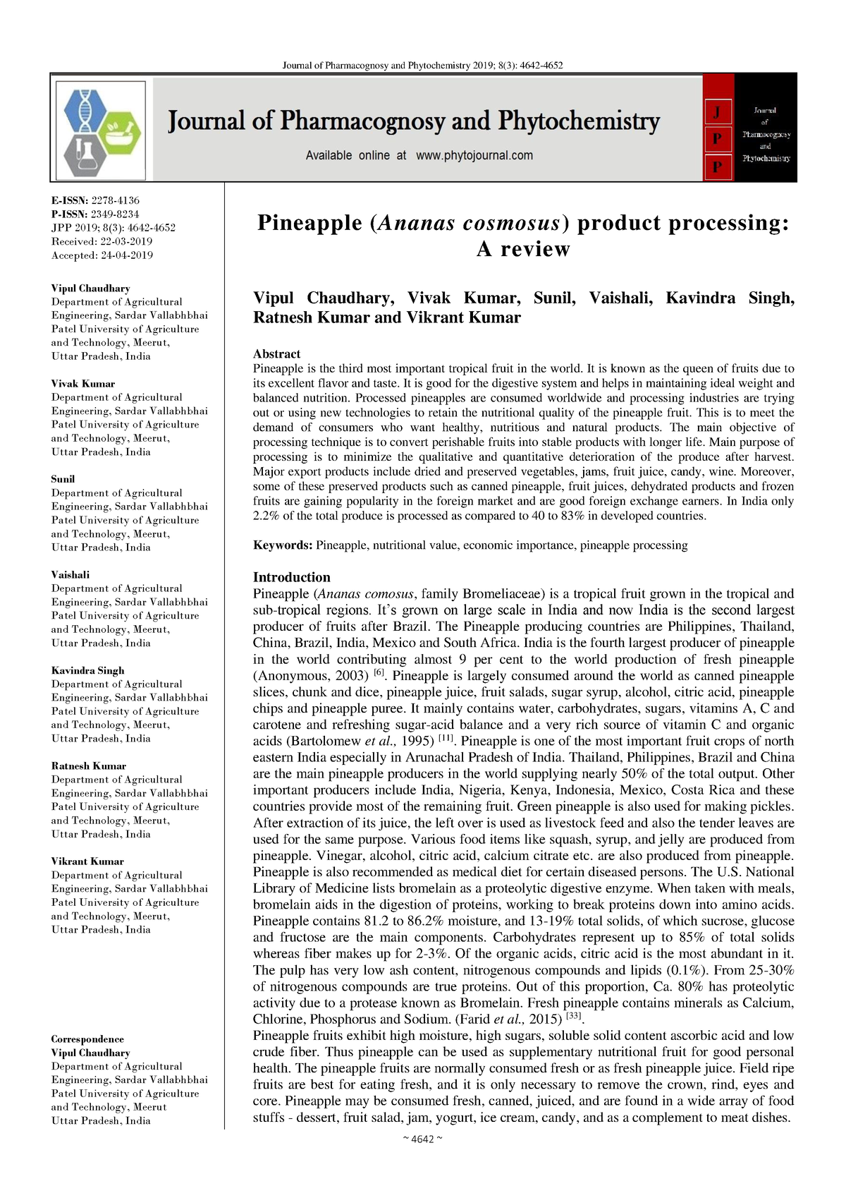 research & reviews journal of pharmacognosy and phytochemistry