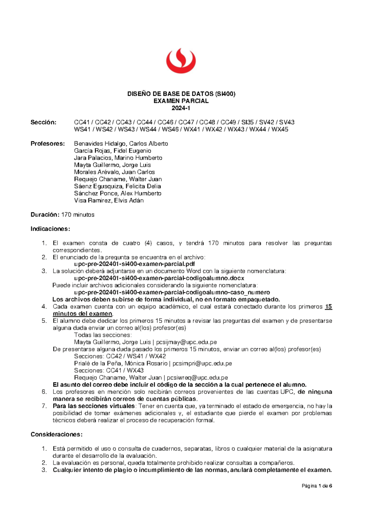 Upc Pre 202401 Si400 Examen Parcial DiseÑo De Base De Datos Si400 Examen Parcial 2024 1 5447