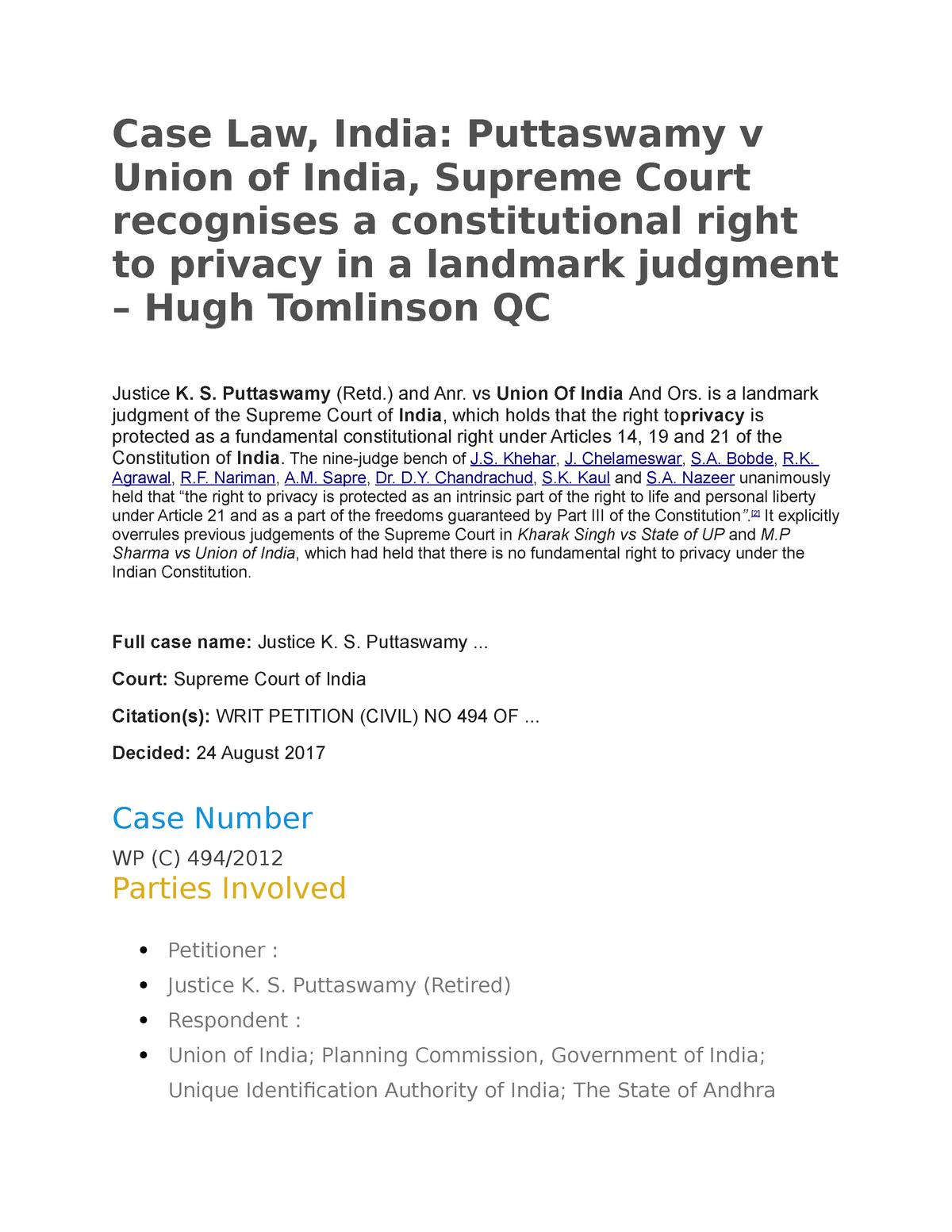 law case study examples in india