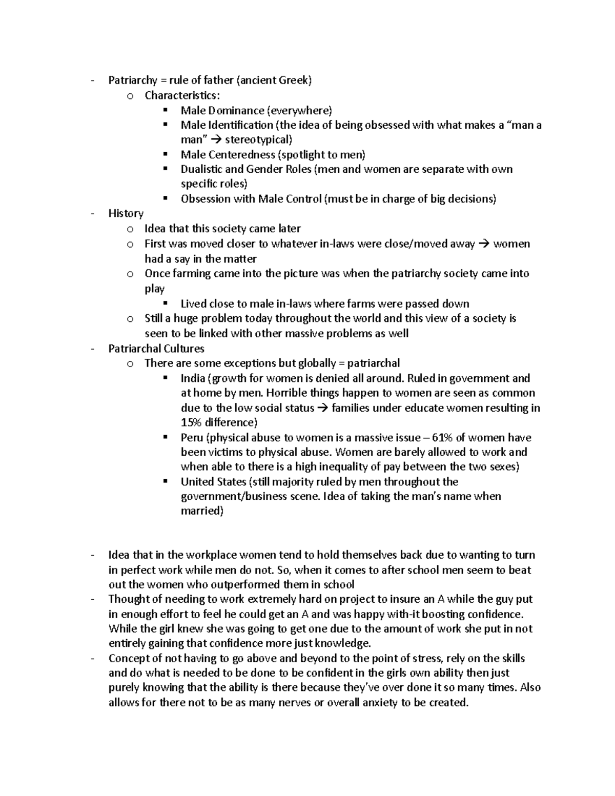 2) Patriarchy Notes Patriarchy = rule of father (ancient Greek) o