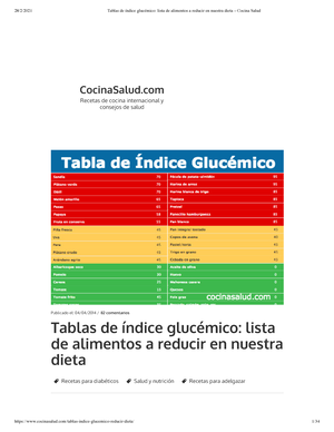 Lista alimentos indice glucemico - CocinaSalud Recetas de cocina  internacional y consejos de salud - Studocu