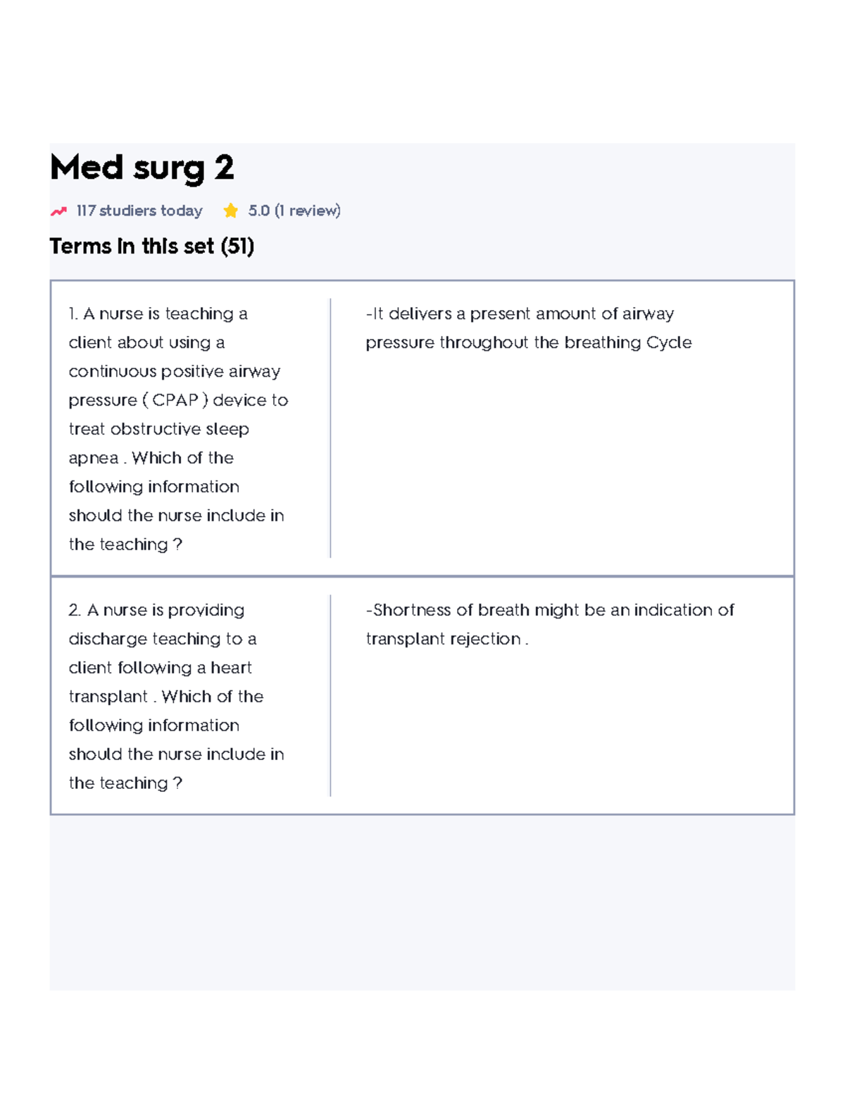 Med Surg 2 Flashcards Quizlet - Med Surg 2 117 Studiers Today 5 (1 ...