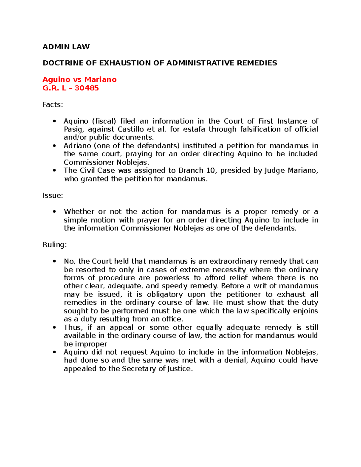 Finals Admin 1 Read at your own risk ADMIN LAW DOCTRINE OF