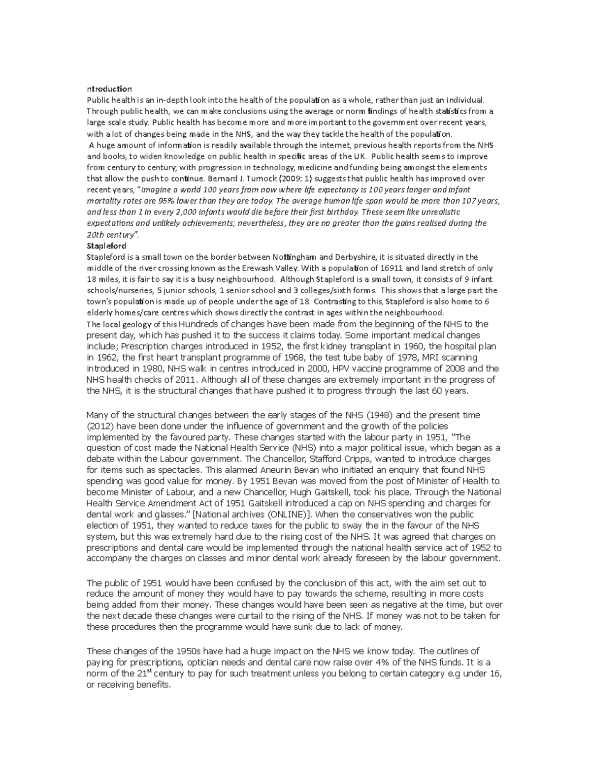 Jade davis Personal Statement - ntroduction Public health is an in ...