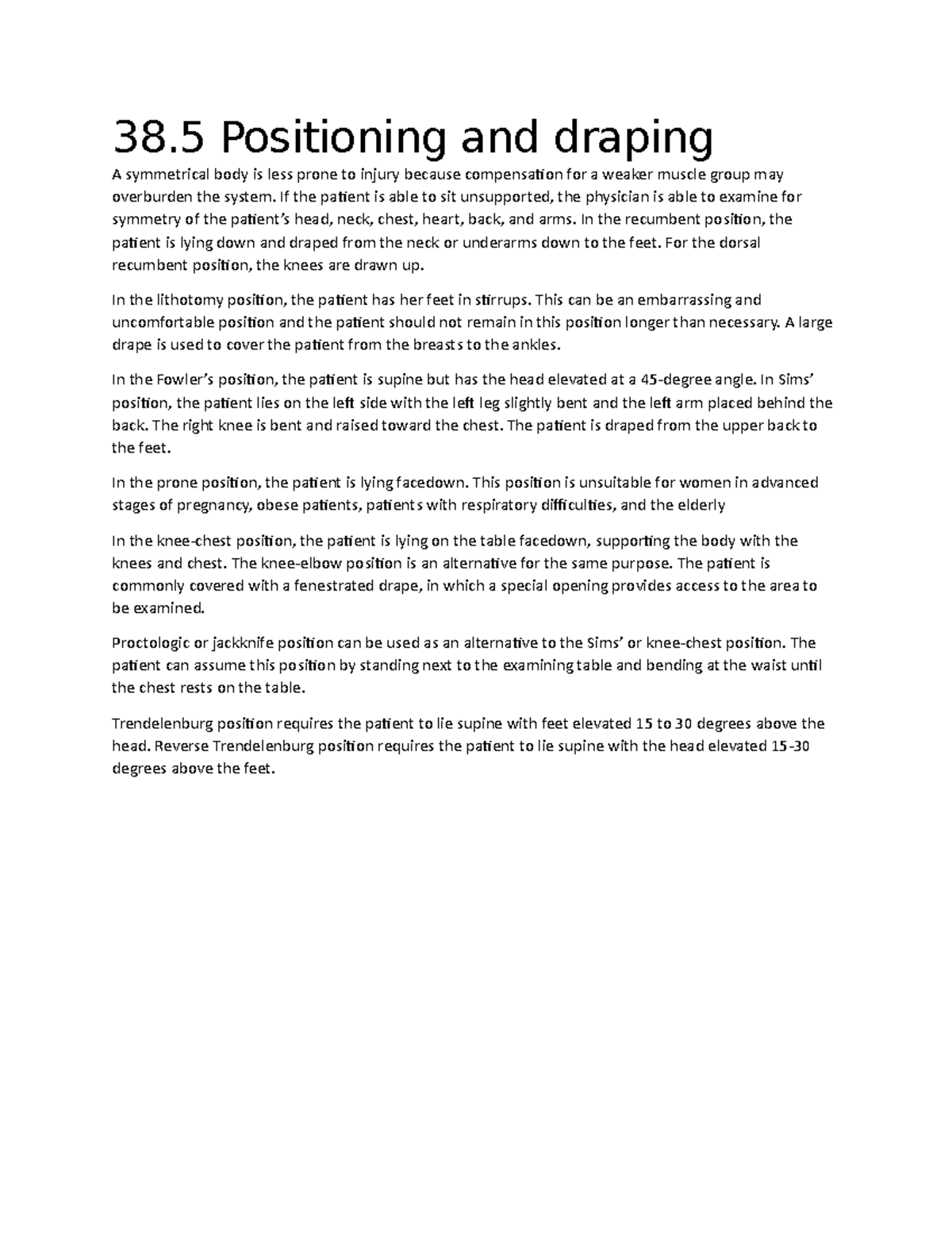 38.5 Positioning and draping 38 Positioning and draping A symmetrical