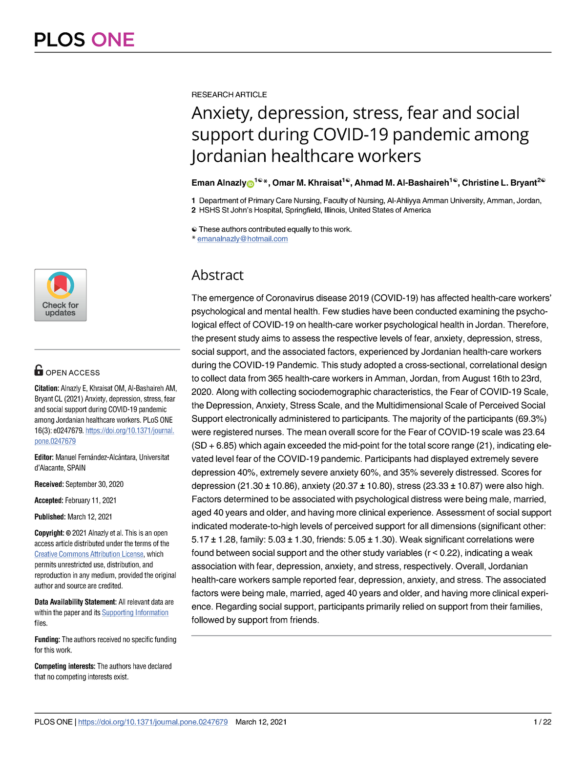 research articles on anxiety and depression