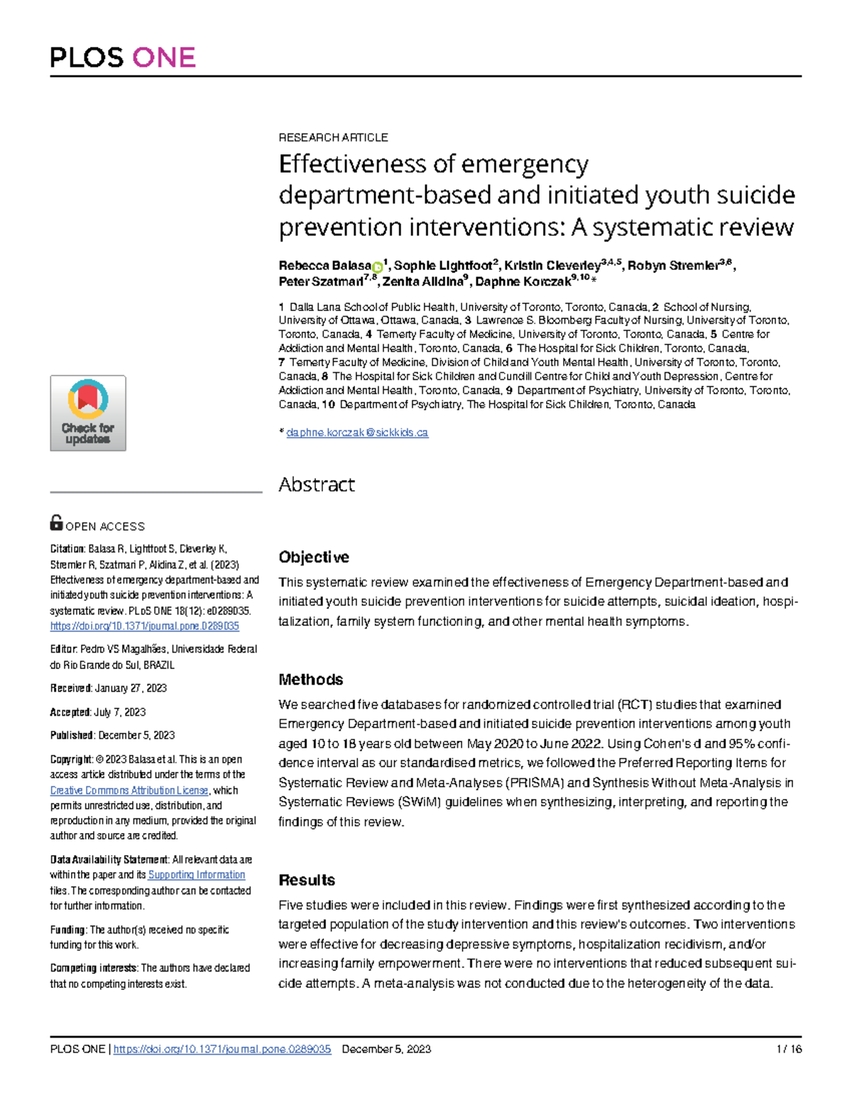 WGU ER Suicide prevention D219 Scholarship - ####### RESEARCH ARTICLE ...