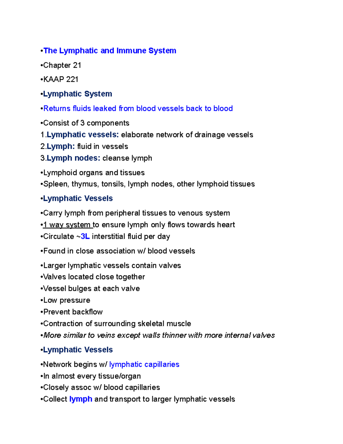 •The Lymphatic and Immune System - The Lymphatic and Immune System ...
