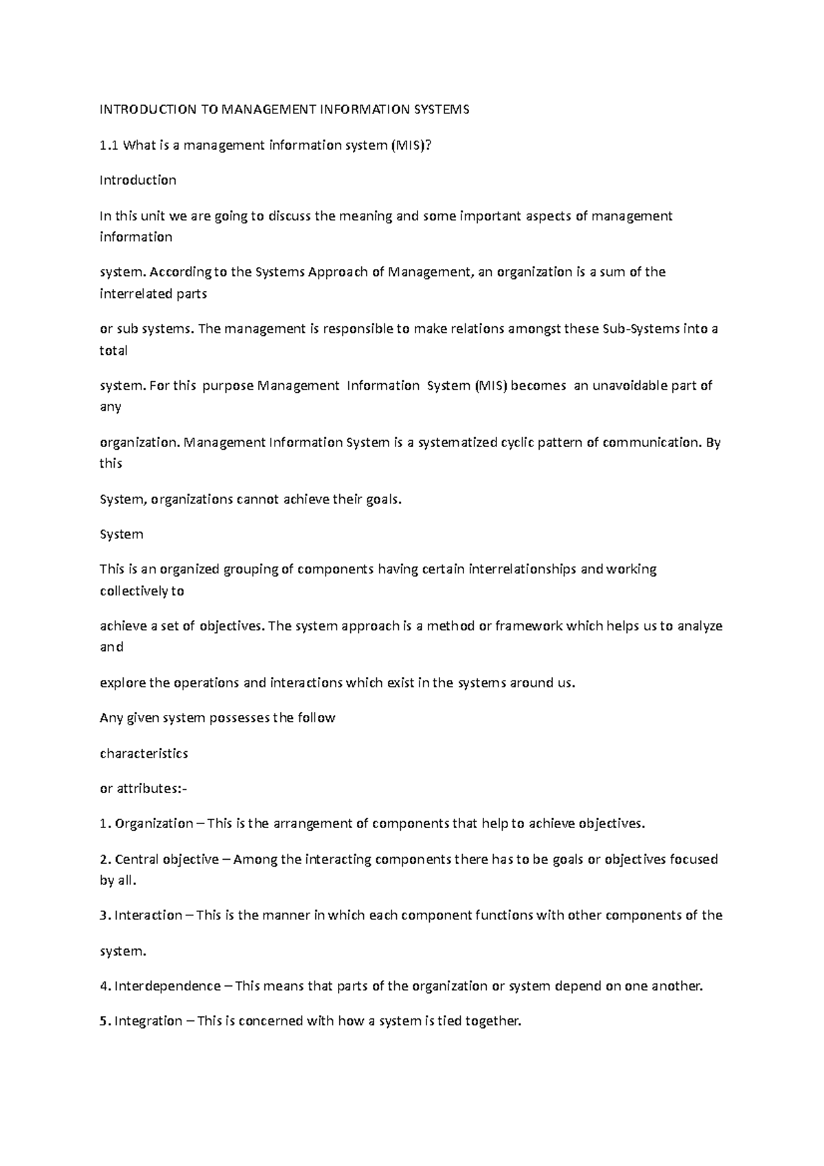 Introduction TO Management Information Systems - INTRODUCTION TO ...