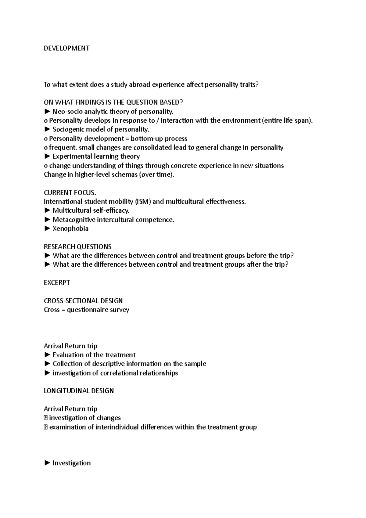 Development - Psycho - DEVELOPMENT To what extent does a study abroad ...