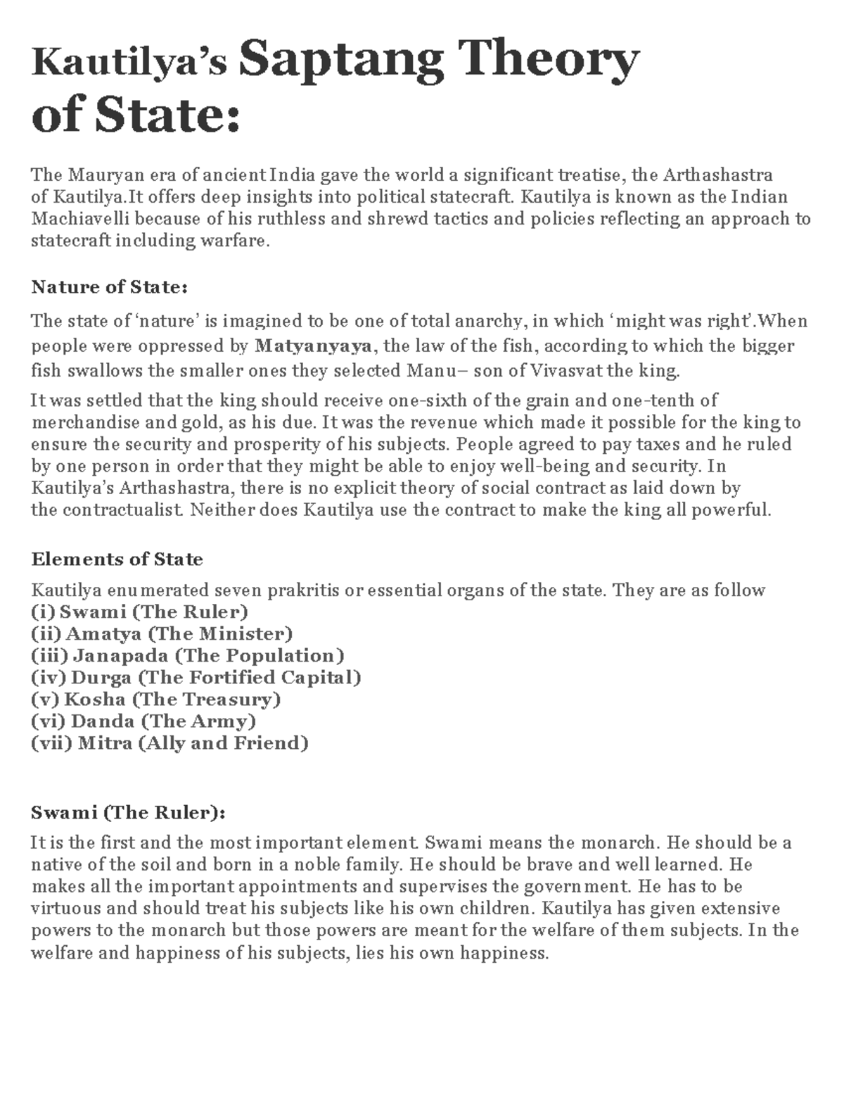 Kautilya s Saptang Theory of State pdf Kautilya’s Saptang Theory of