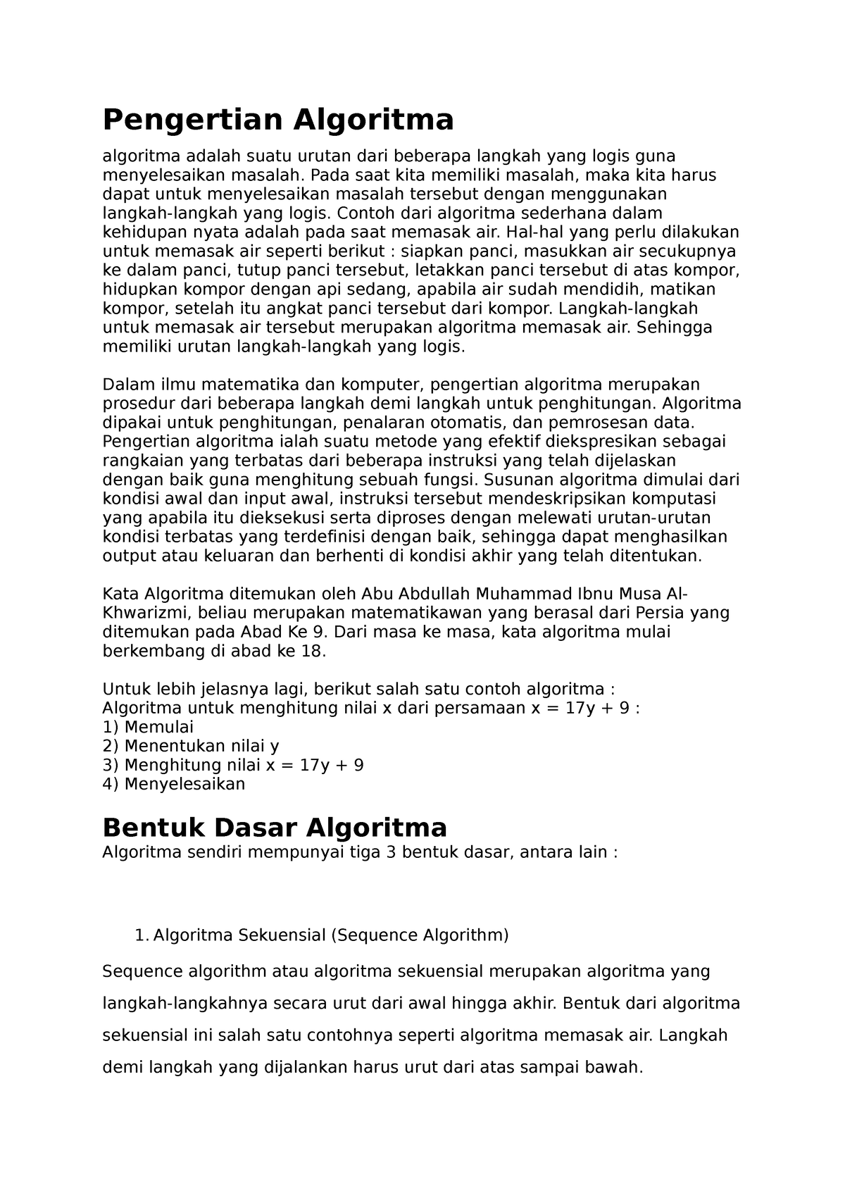 Algoritma Docx Pengertian Algoritma Algoritma Adalah Suatu Urutan Dari Beberapa Langkah Yang 4202