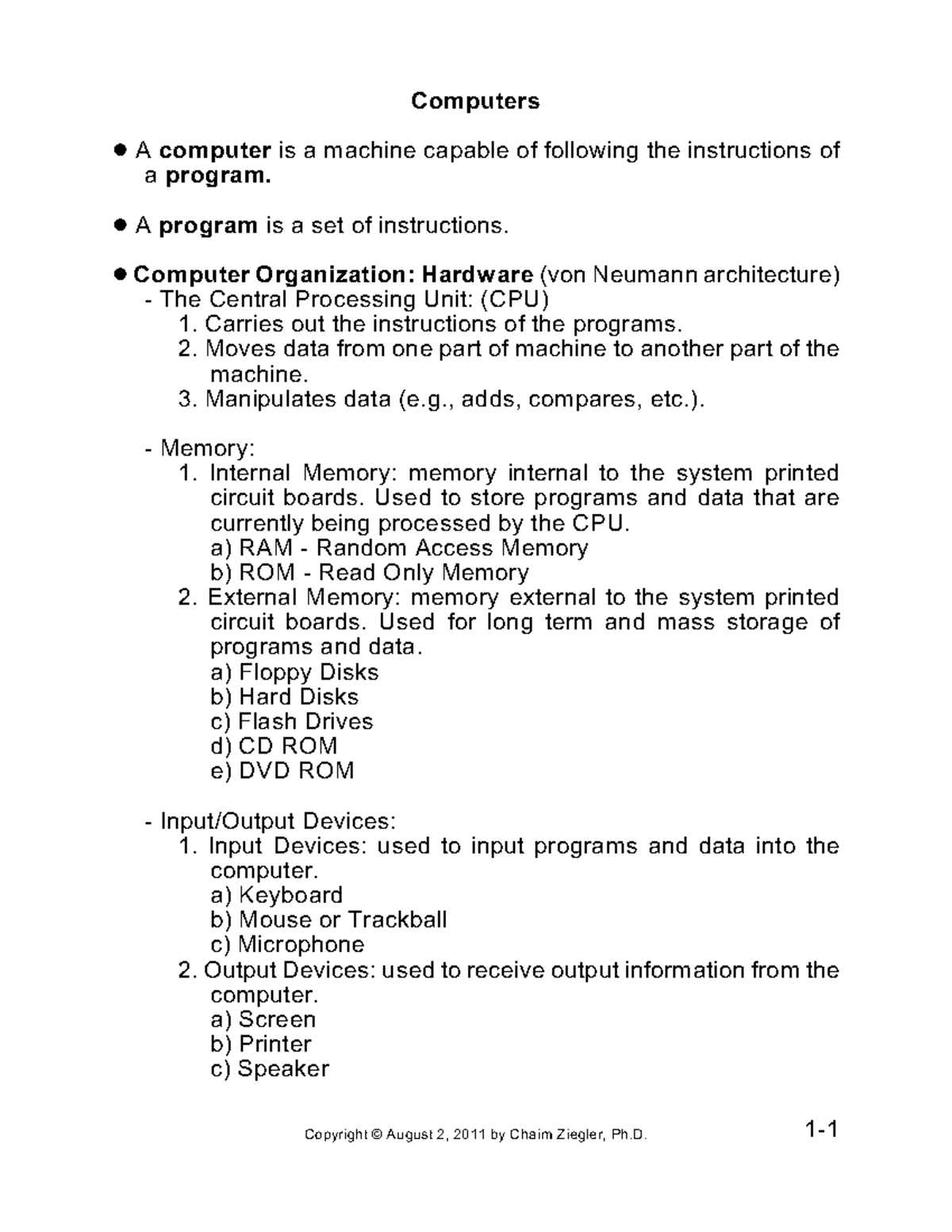 CORC1312 PT1 F11 - Computers - Computers ! A computer is a machine ...