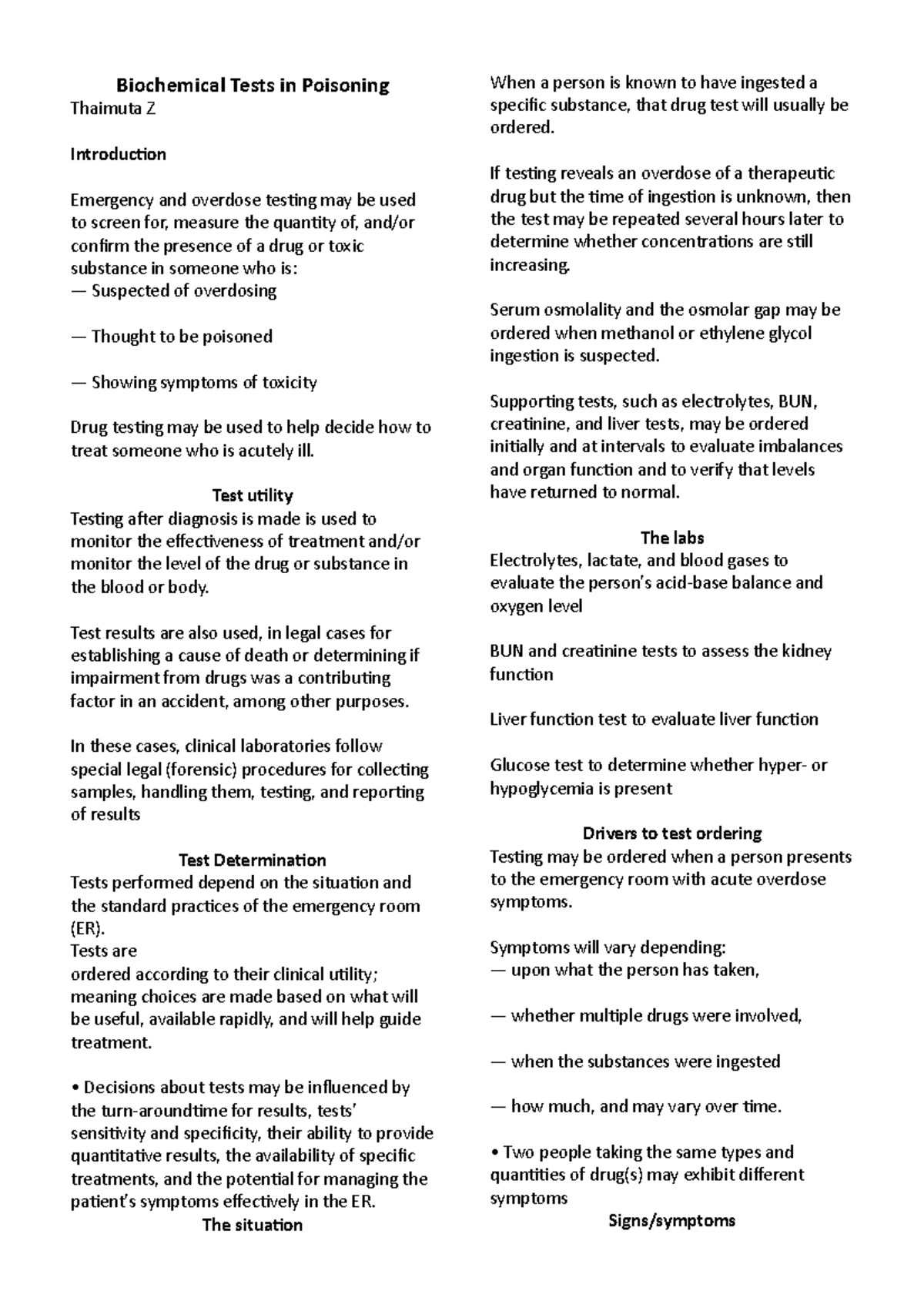 Biochemical Tests in Poisoning - Biochemical Tests in Poisoning ...