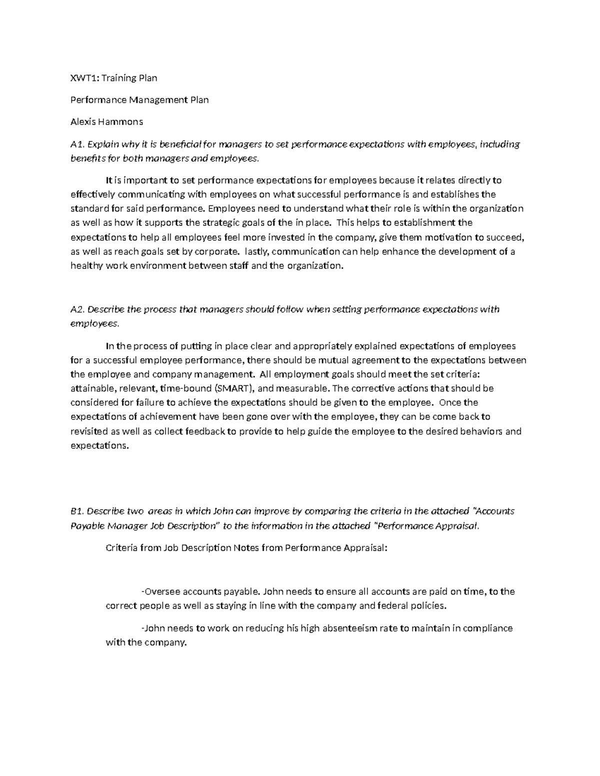 XWT1 Training Plan - Goes over the questions as well as tips to use the ...