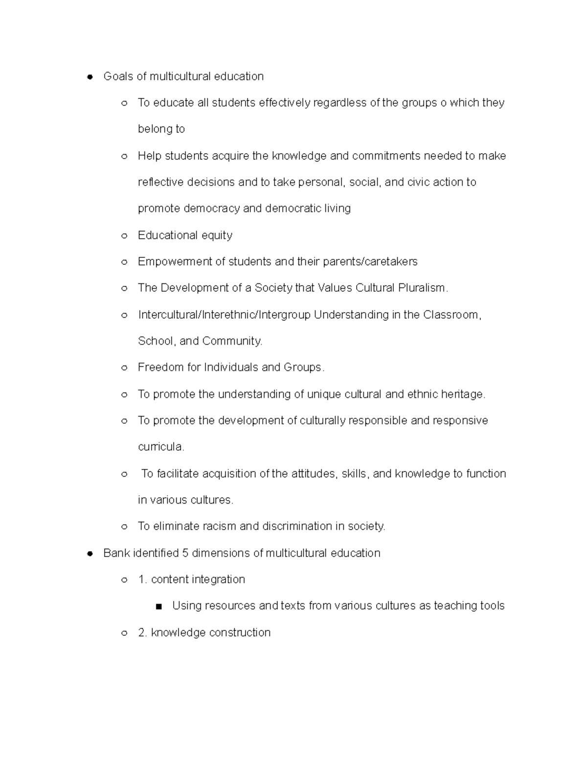Socioeconomic Status in Schools - Goals of multicultural education To ...