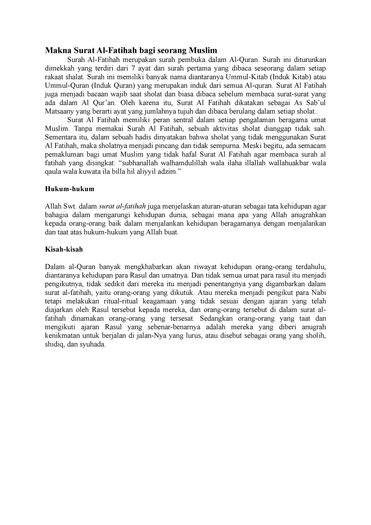 Tugas Pai 1 Makna Surat Al Fatihah Bagi Seorang Muslim Makna Surat Al Fatihah Bagi Seorang 6312