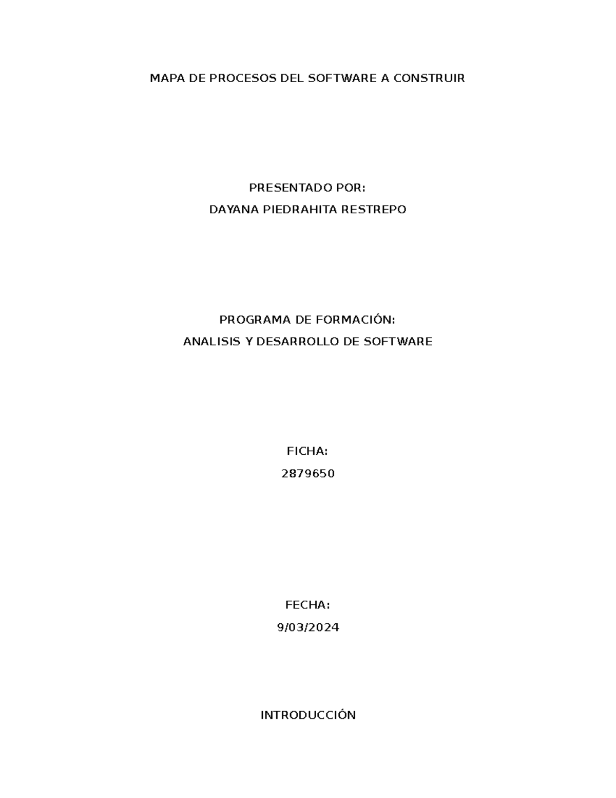 MAPA DE Procesos DEL Software A Construir - Analisis Y Desarrollo De ...
