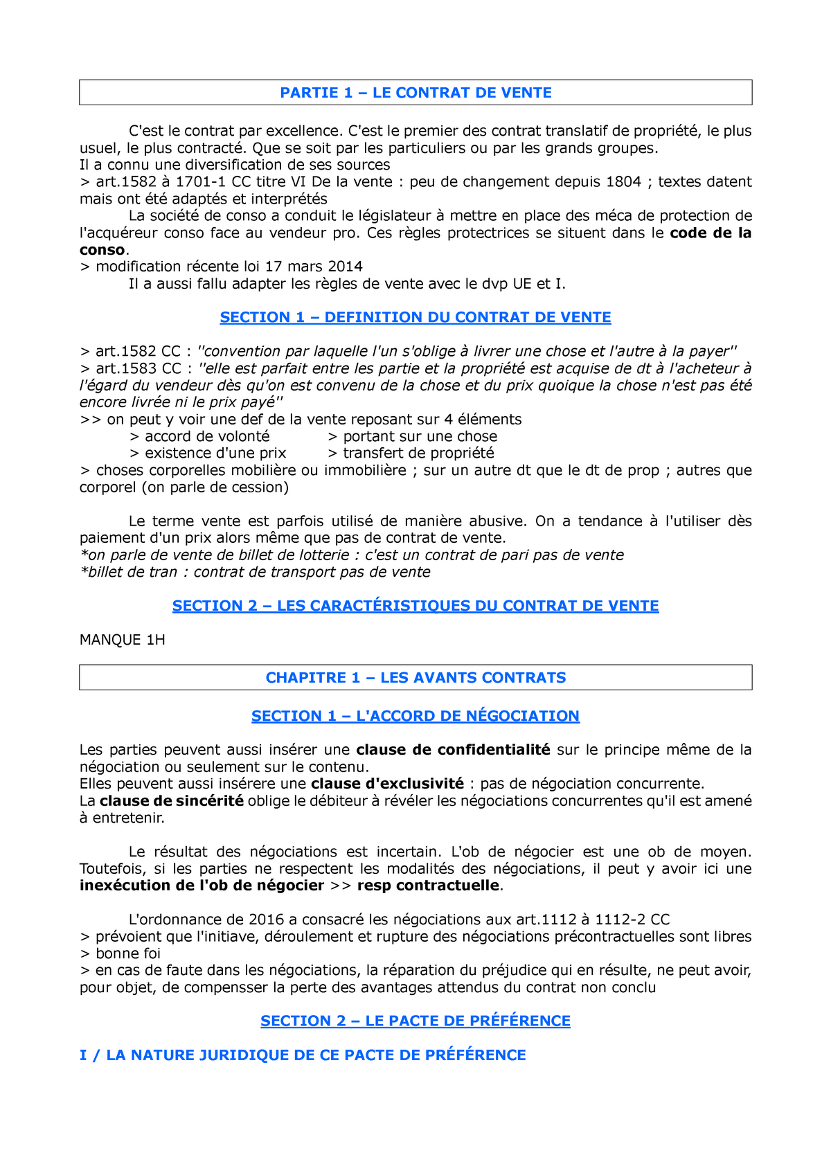 sujet dissertation contrat de vente