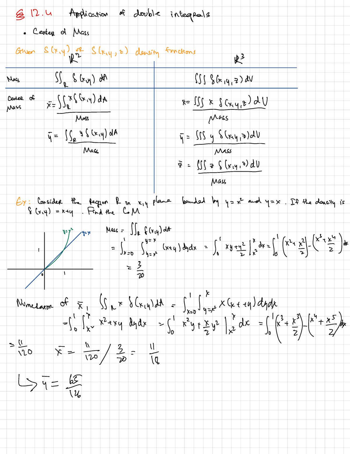 Application Of Double Integrals Application Of Double Integrals Center Of Mass Given S