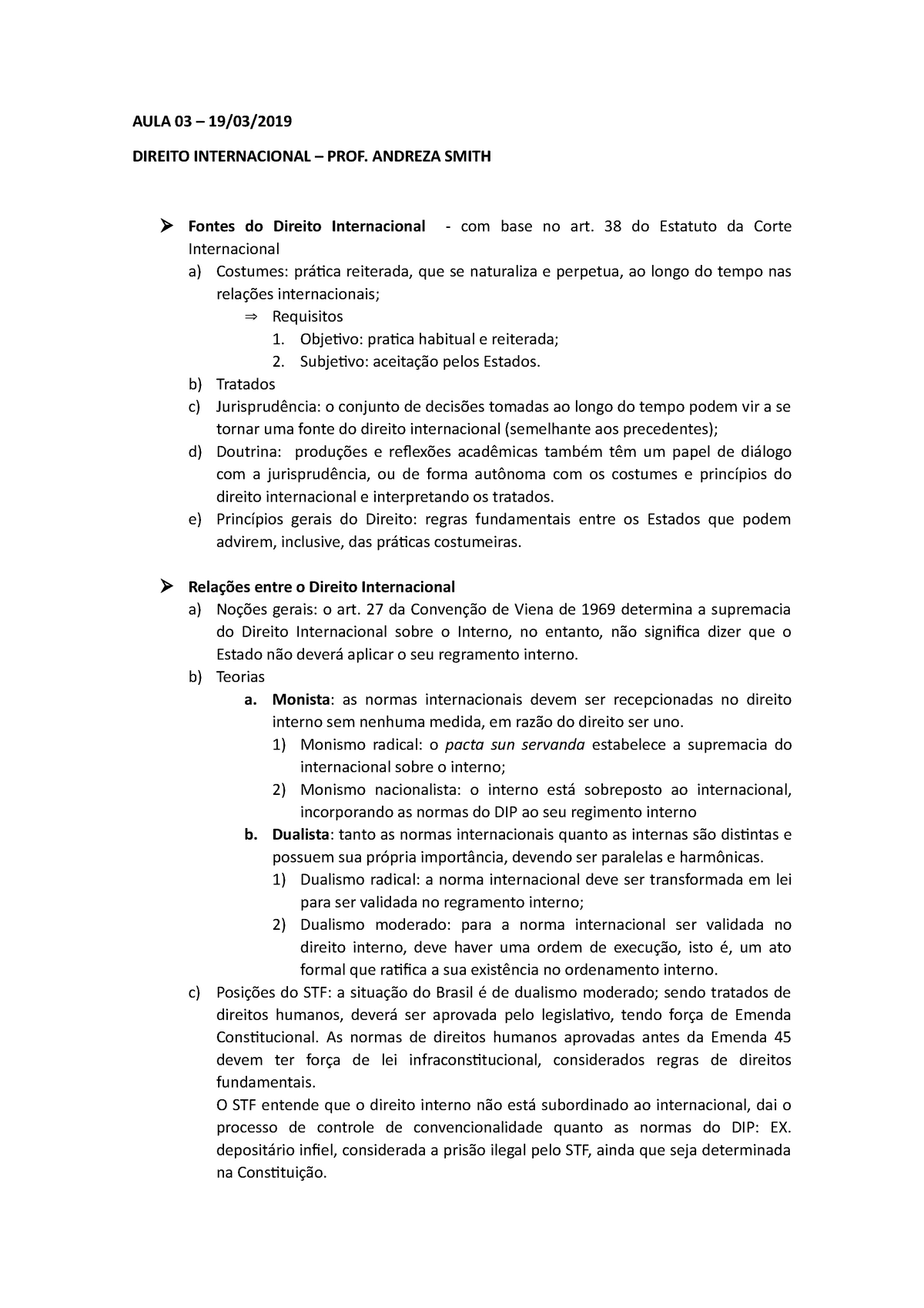 AULA 03 - Fontes E Relações Entre O Direito Interno E Internacional ...