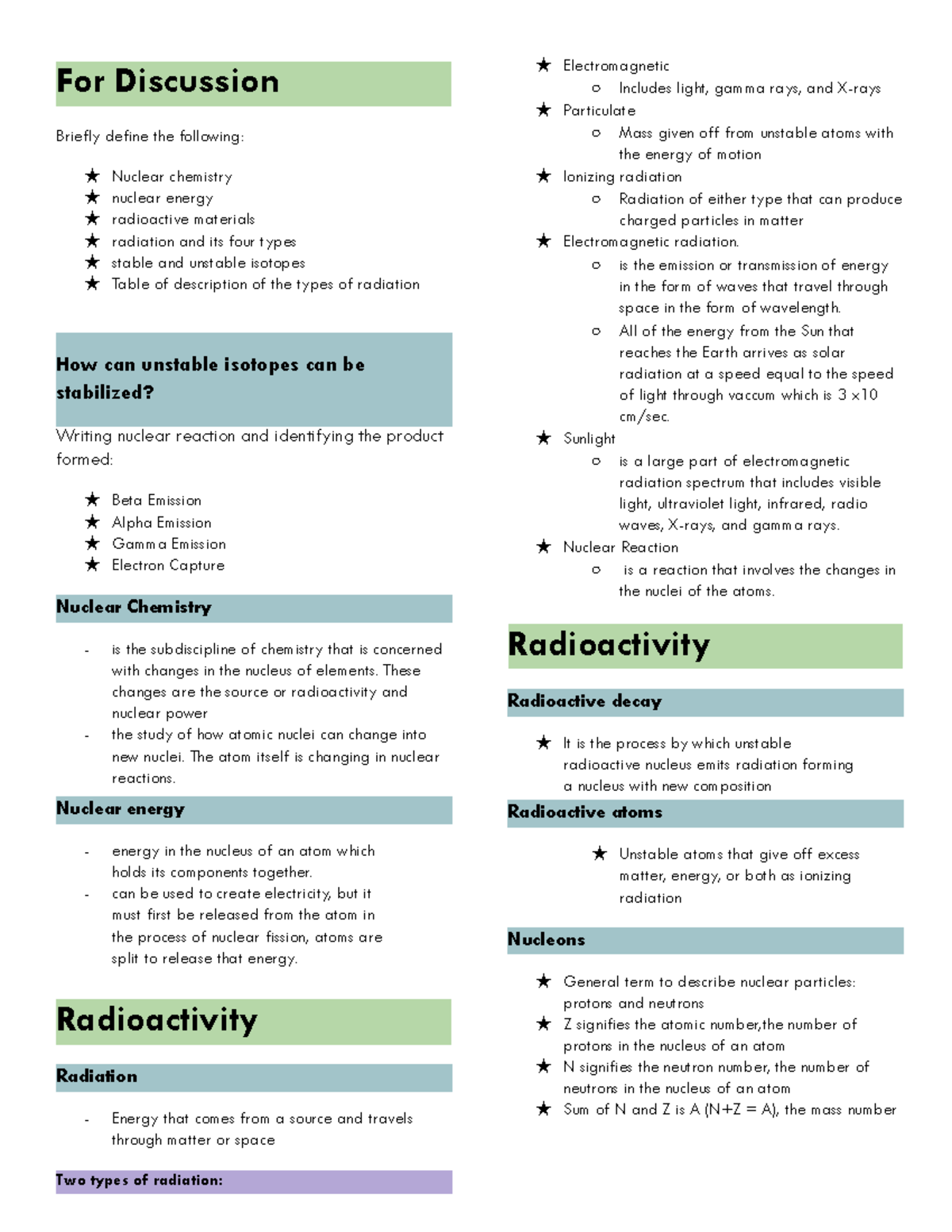 Nuclear Chemistry Notes - BS Medical Laboratory Science - Studocu