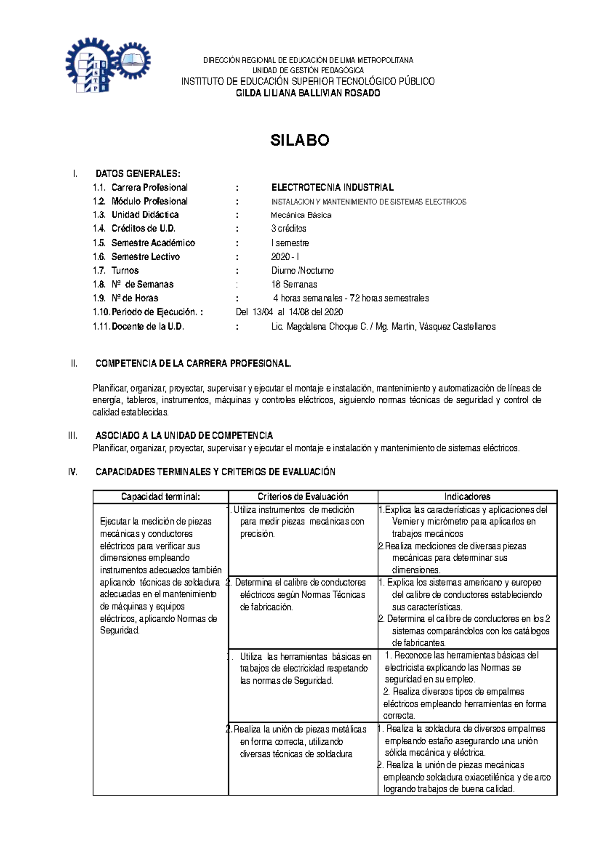 Silabus De Mecanica Basica Final Studocu