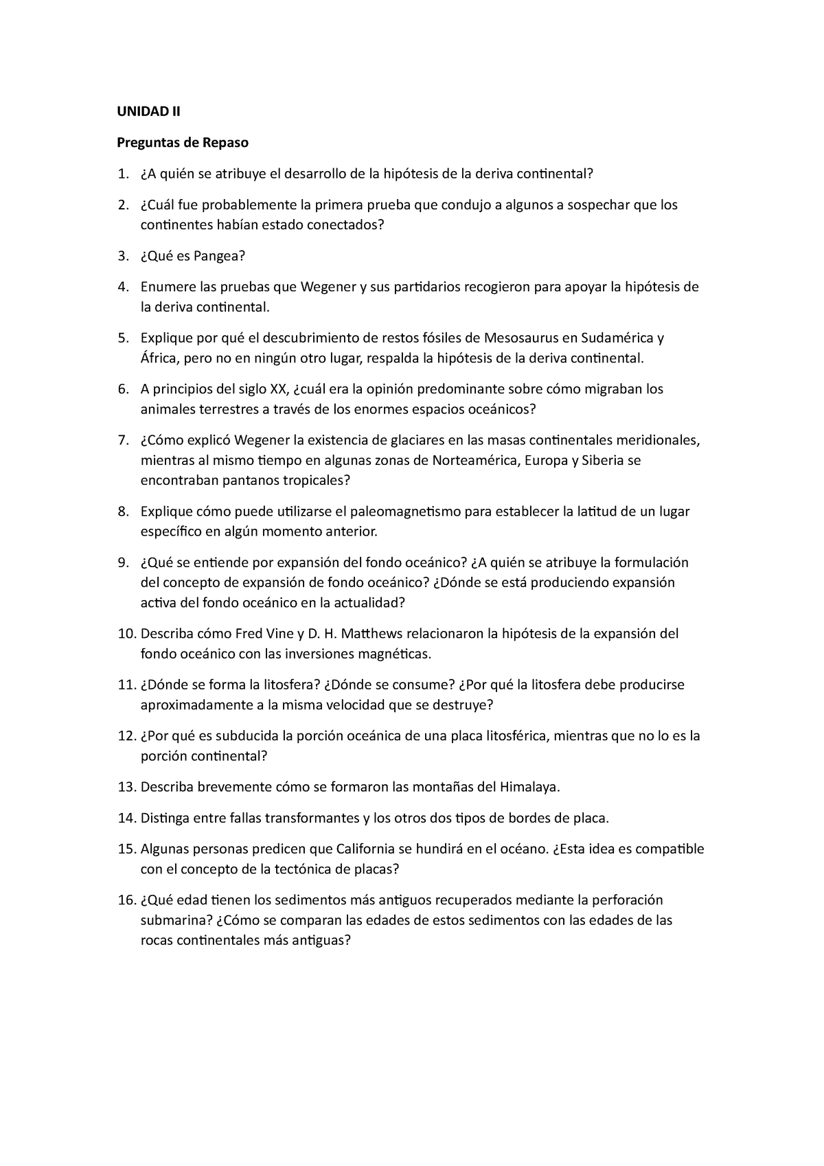 Cuestionario Unidad Ii Unidad Ii Preguntas De Repaso A Qui N Se