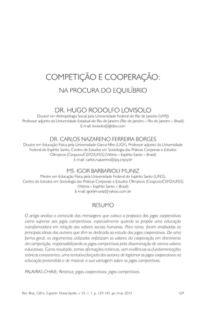 Portal do Professor - COOPERAÇÃO X COMPETIÇÃO: MODOS DE CONVIVÊNCIA