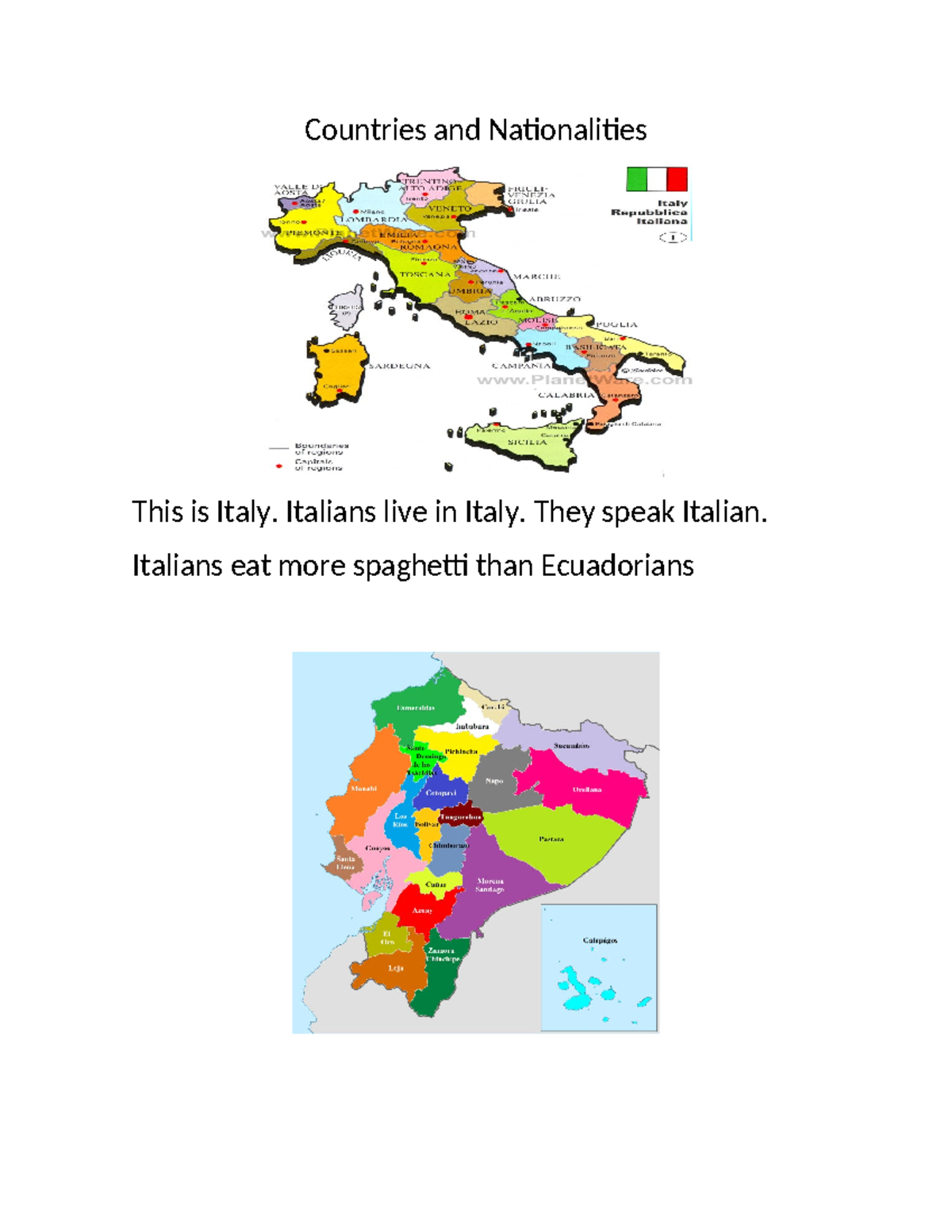 Countries Nationalities - Countries and Nationalities This is Italy ...