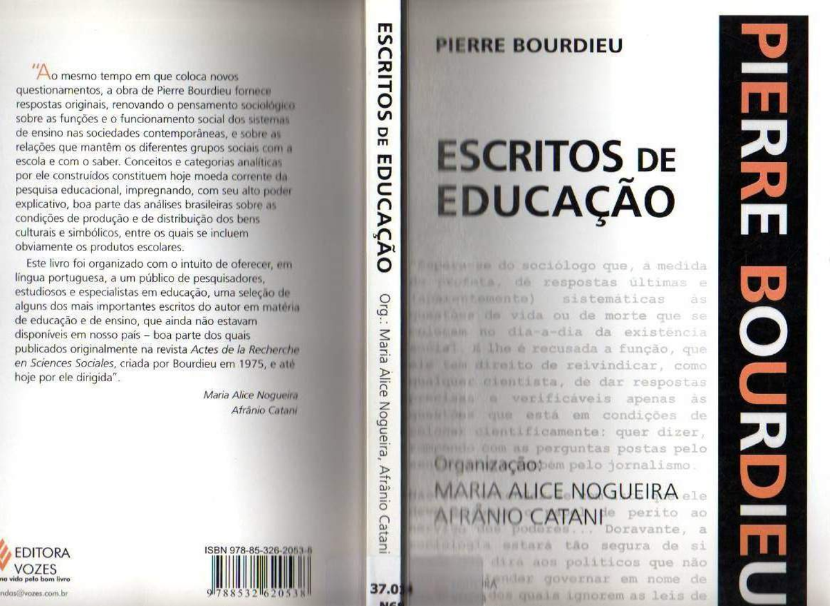Bourdieu, Pierre. Escritos de educação Iniciação à Vida Universitária Studocu