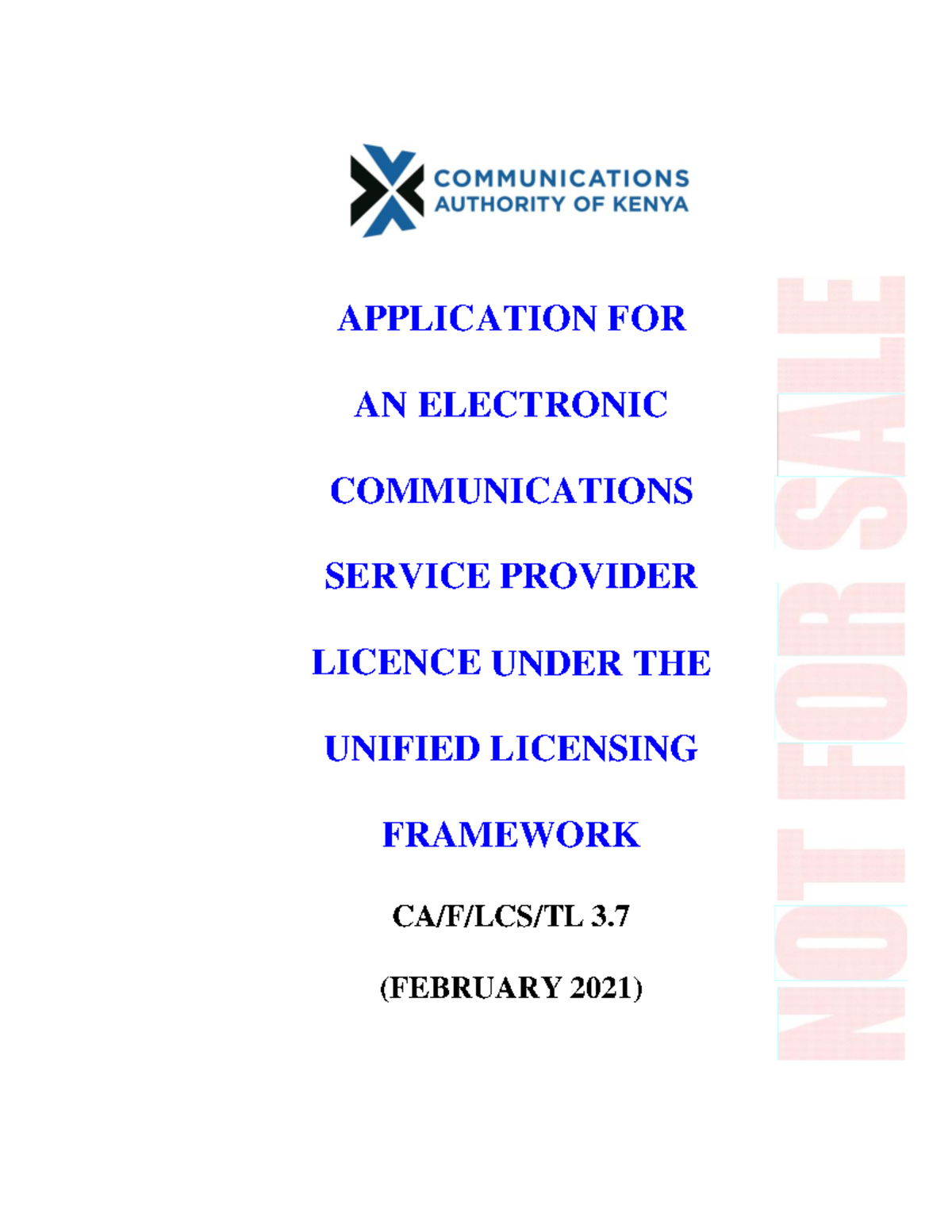 Application Form For Electronic Communications Services 1 TL 3 ...