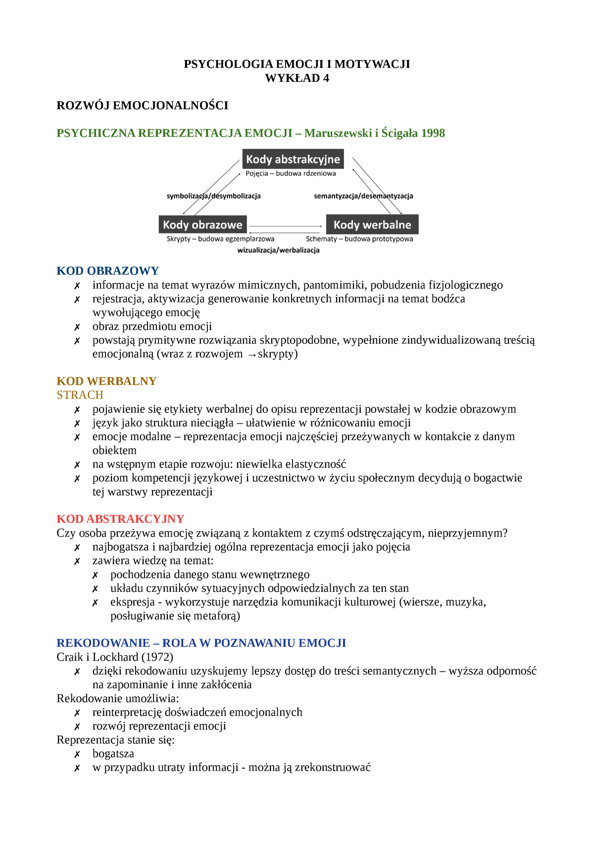 Psychologia Emocji I Motywacji - Wykład 4 - PSYCHOLOGIA EMOCJI I ...
