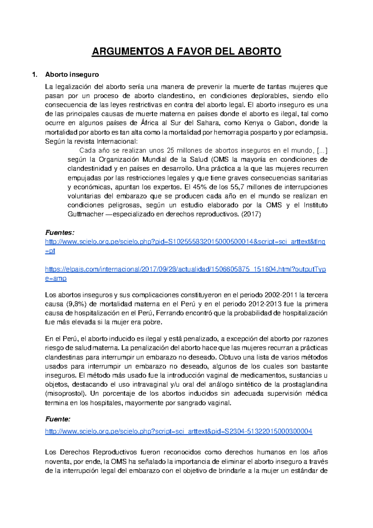 A Favor DEL Aborto - ARGUMENTOS A FAVOR DEL ABORTO Aborto inseguro La ...