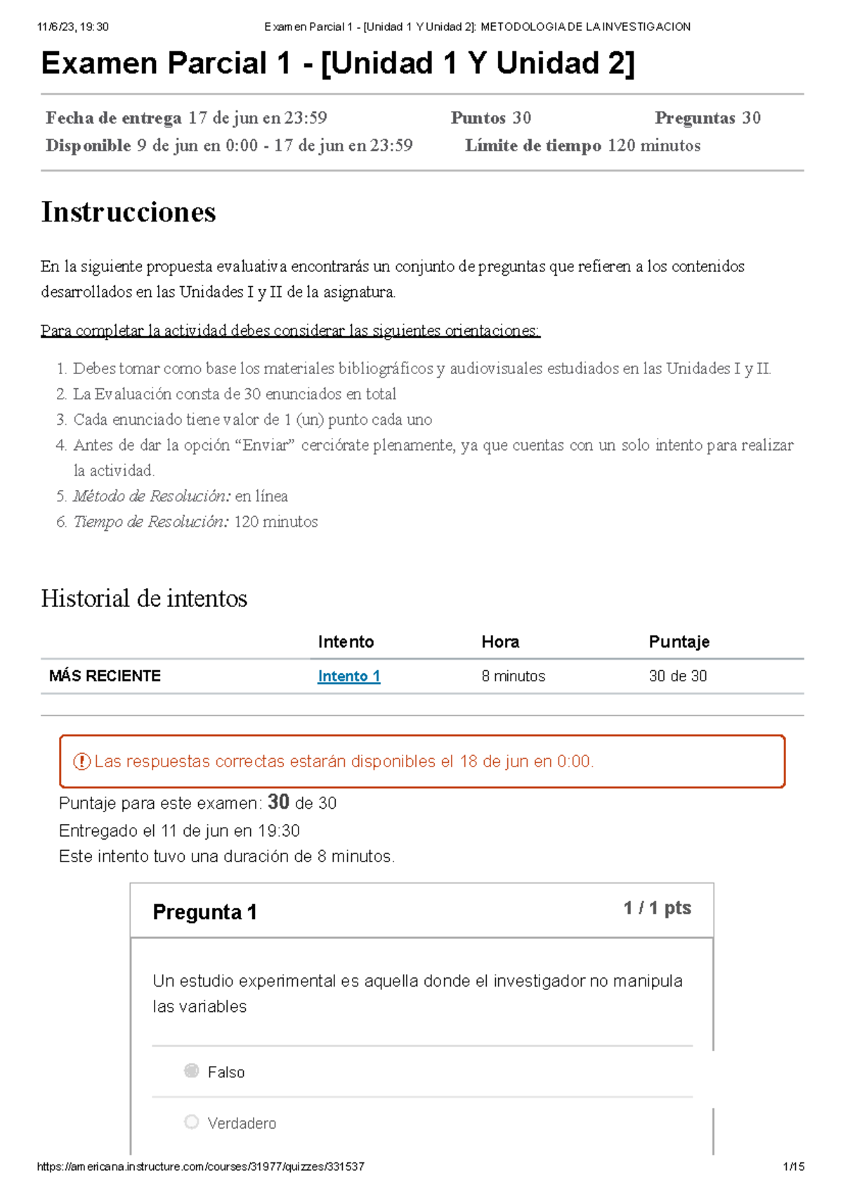 Examen Parcial 1 - Unidad 1 Y Unidad 2 Metodologia DE LA Investigacion ...