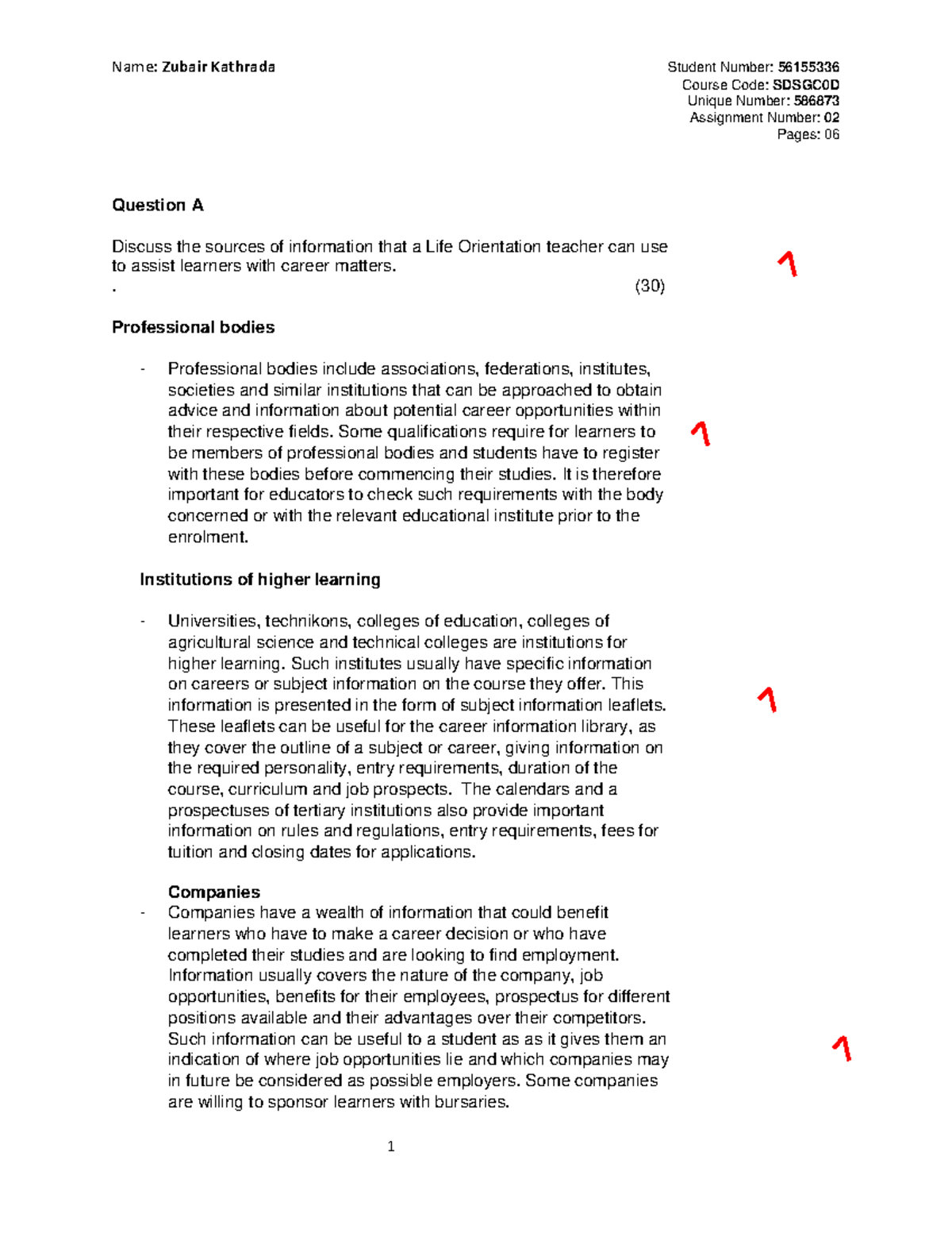 Assignment 2 95% - Notes - Course Code: SDSGC0D Unique Number: 586873 ...