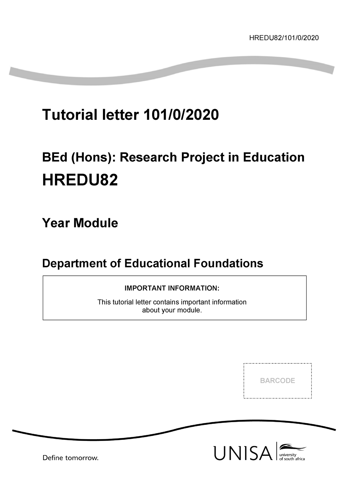 101 2020 0 B-1- HBEDTRD TUTORIAL LETTERS - HREDU82/101/0/ Tutorial ...