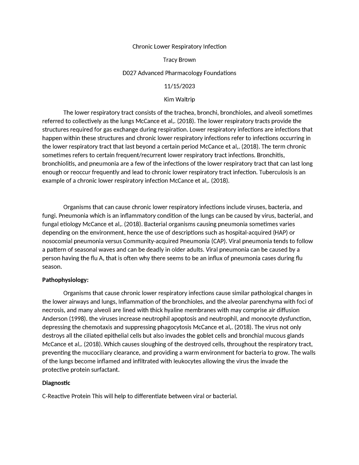 Phase 1 Paper collaegue - Chronic Lower Respiratory Infection Tracy ...