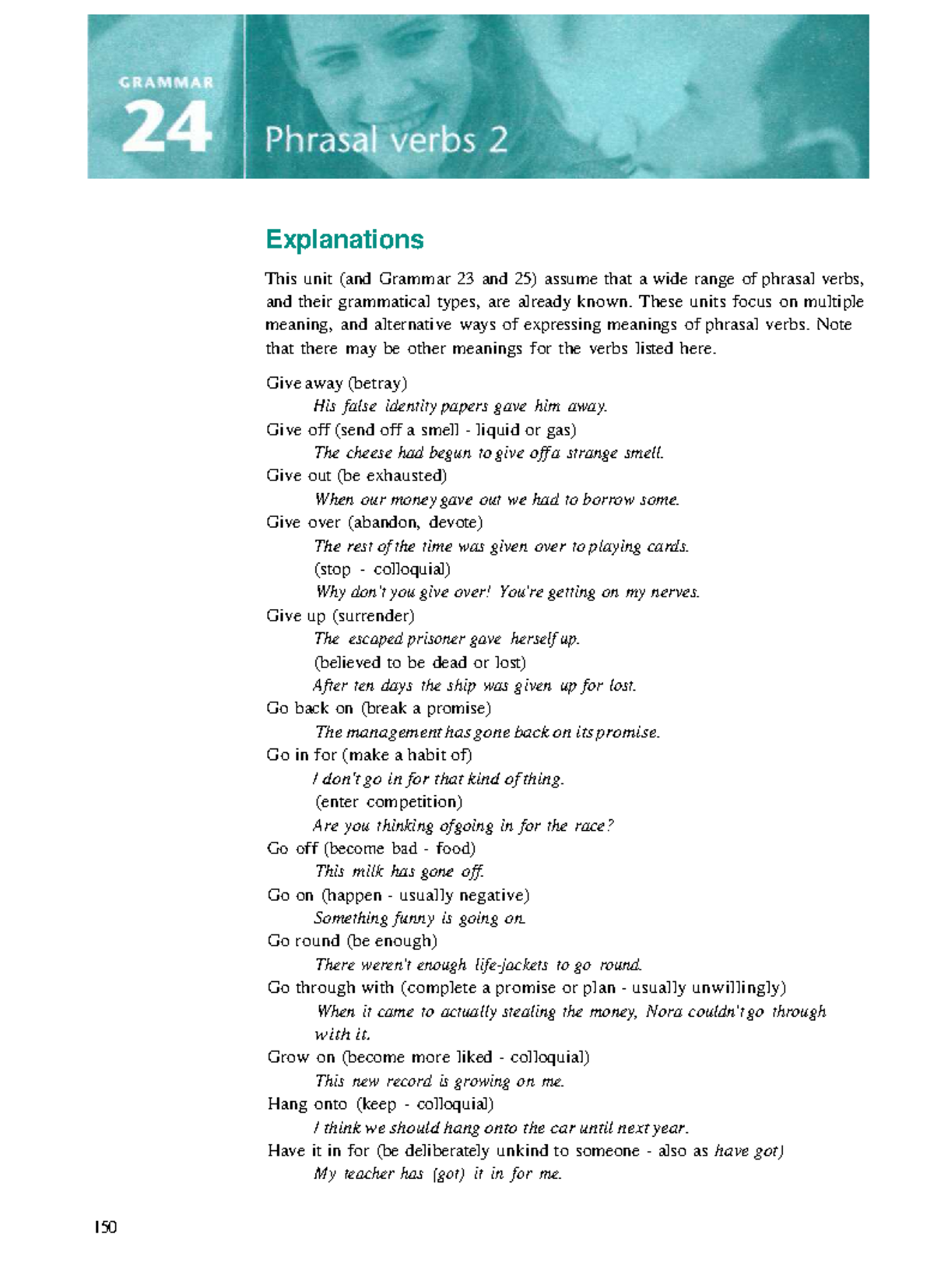 Czasowniki frazalne 2 - Explanations This unit (and Grammar 23 and 25 ...