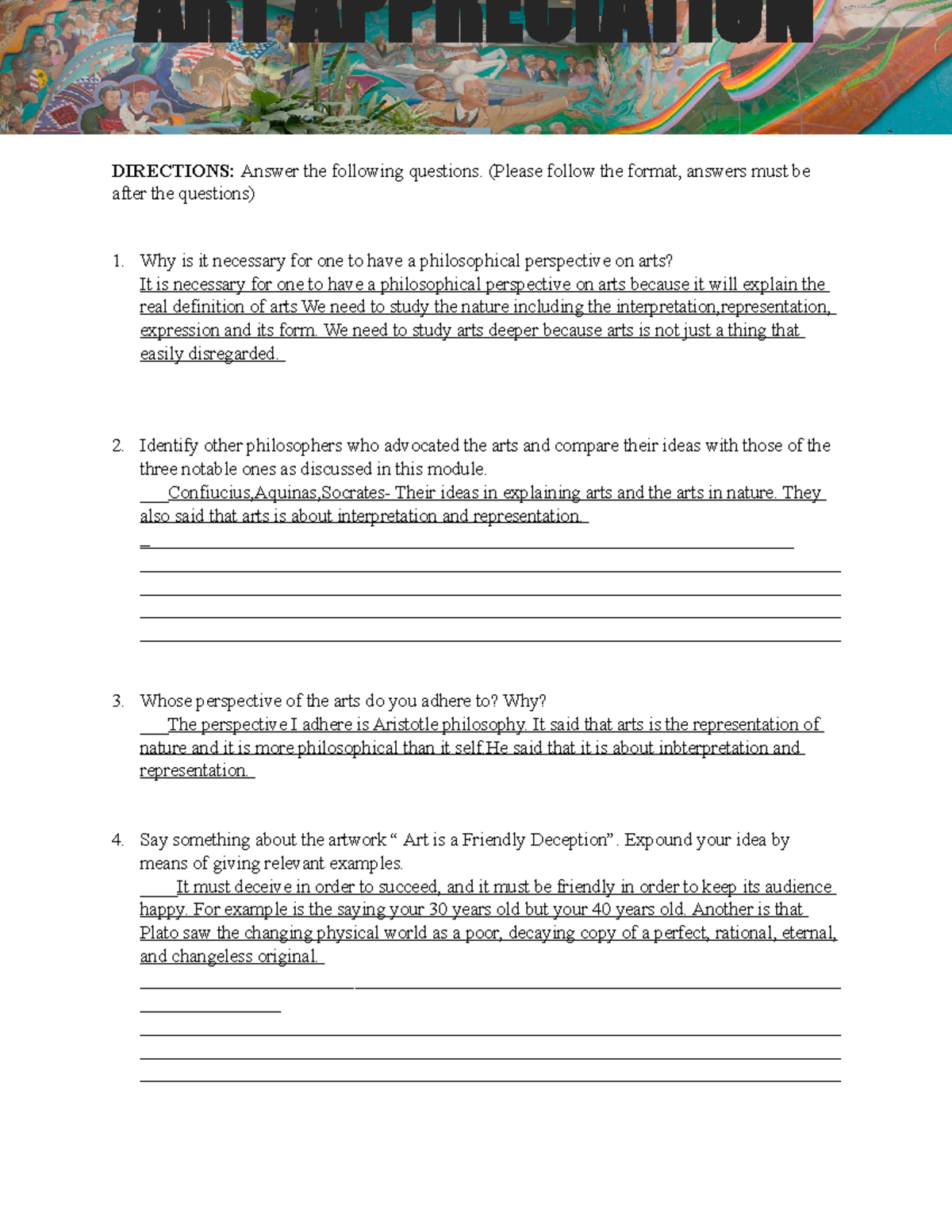 Activity 2 - DIRECTIONS: Answer the following questions. (Please follow ...
