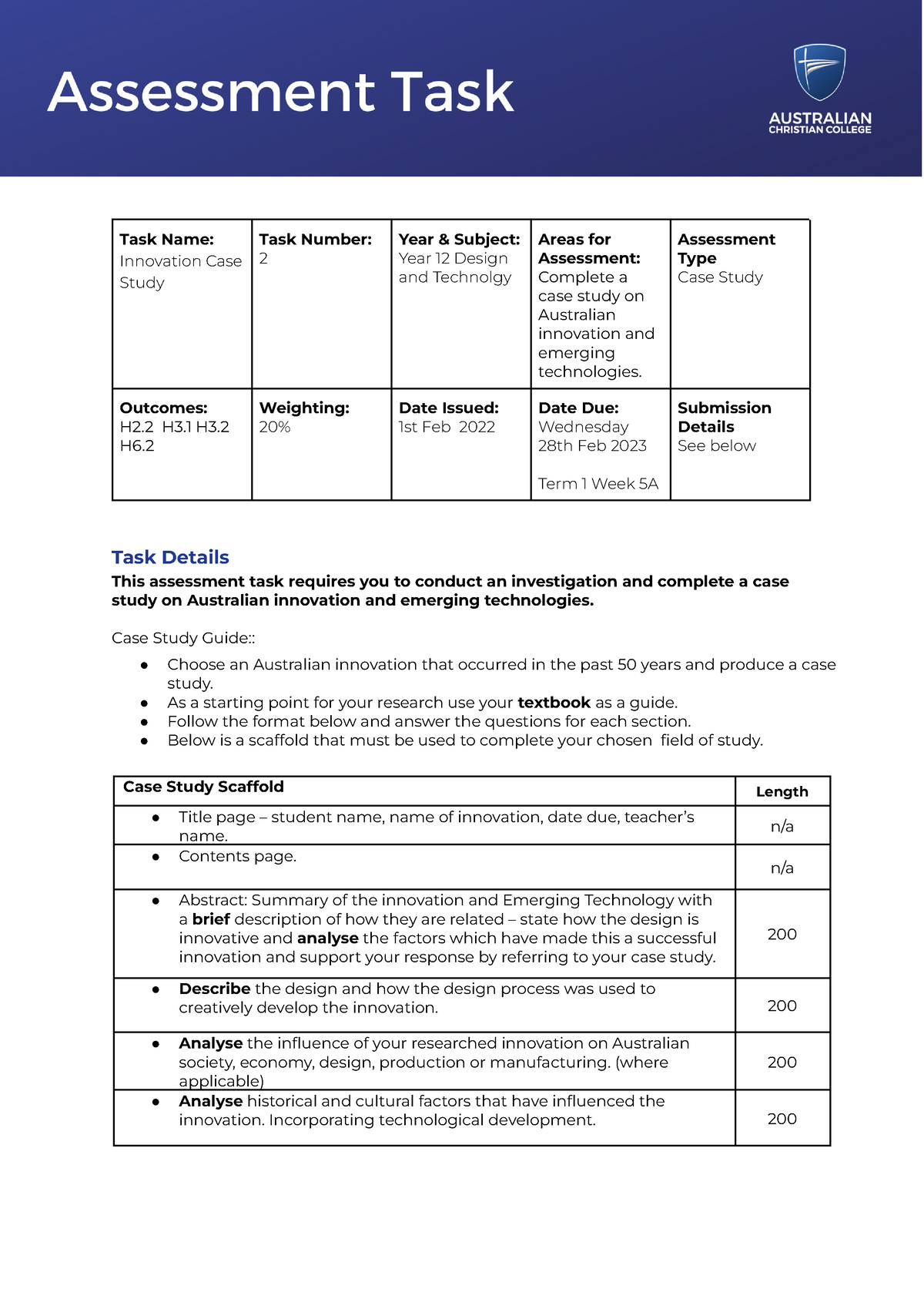 case study task in technology