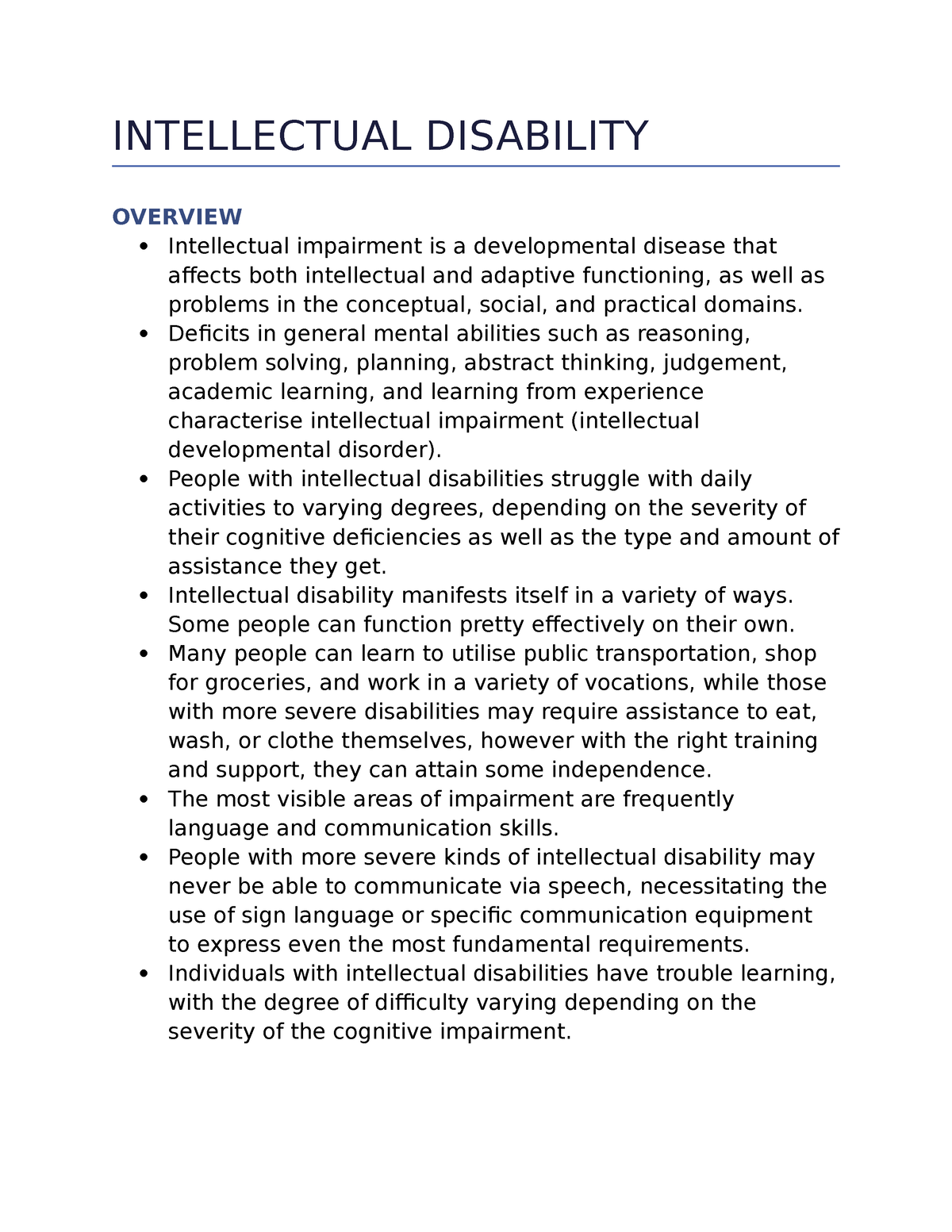 intellectual disability essay conclusion